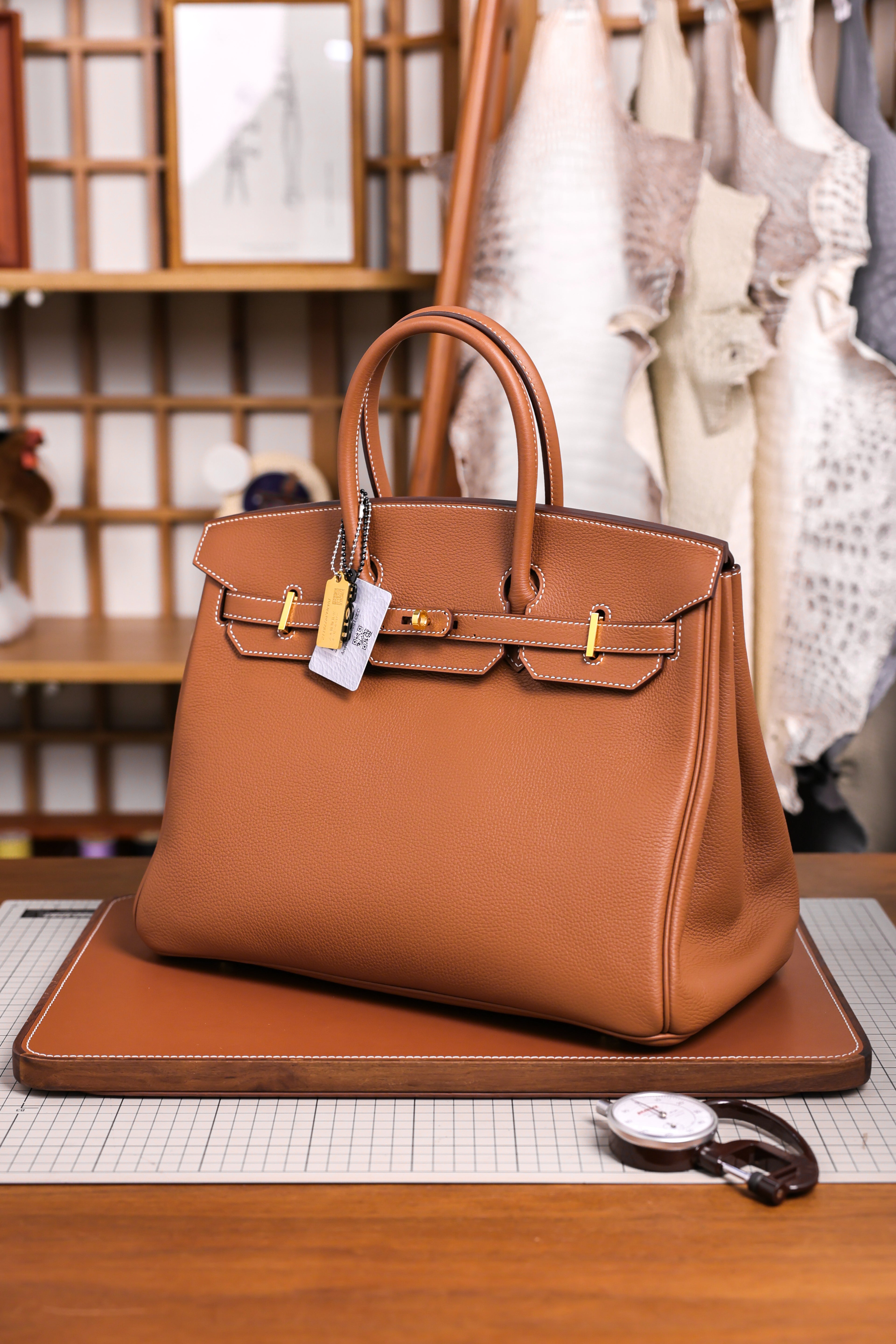 Birkin- All Handmade Golden / Sliver Golden brown  togo leather