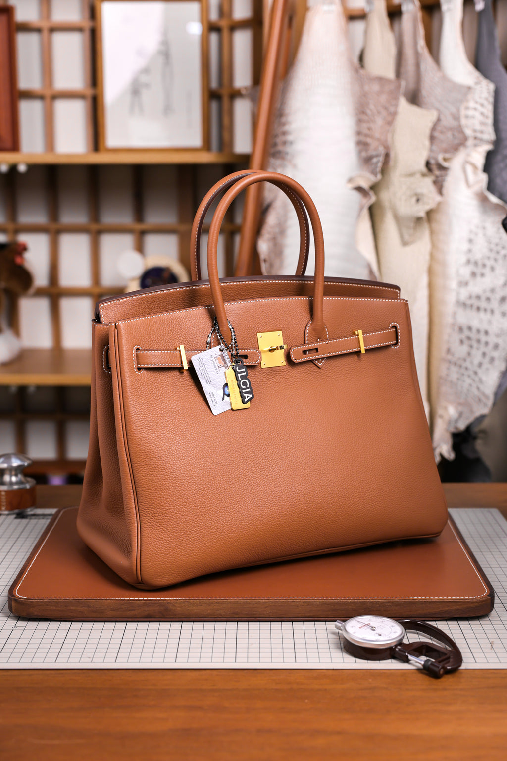 Birkin- All Handmade Golden / Sliver Golden brown  togo leather