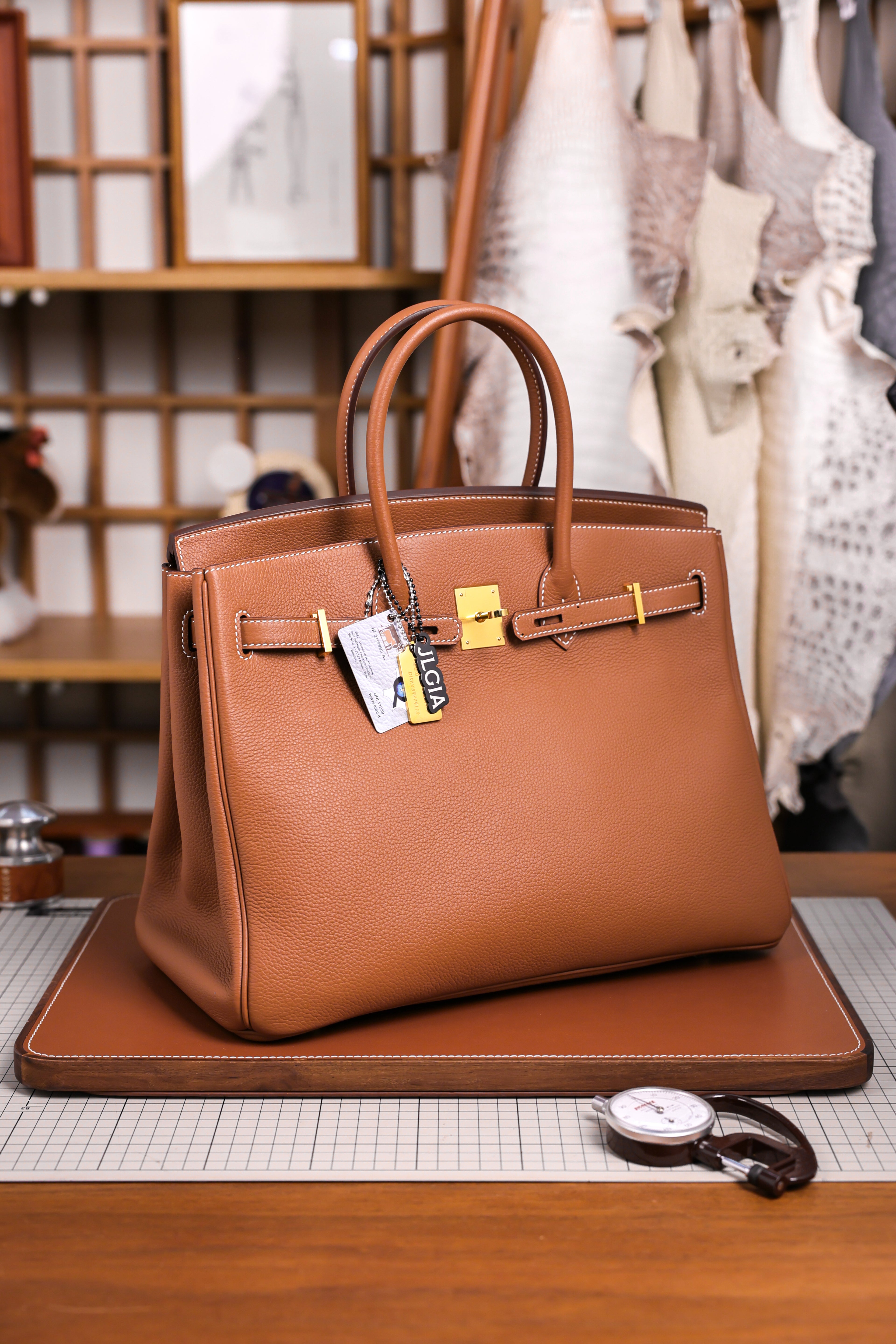 Birkin- All Handmade Golden / Sliver Golden brown  togo leather
