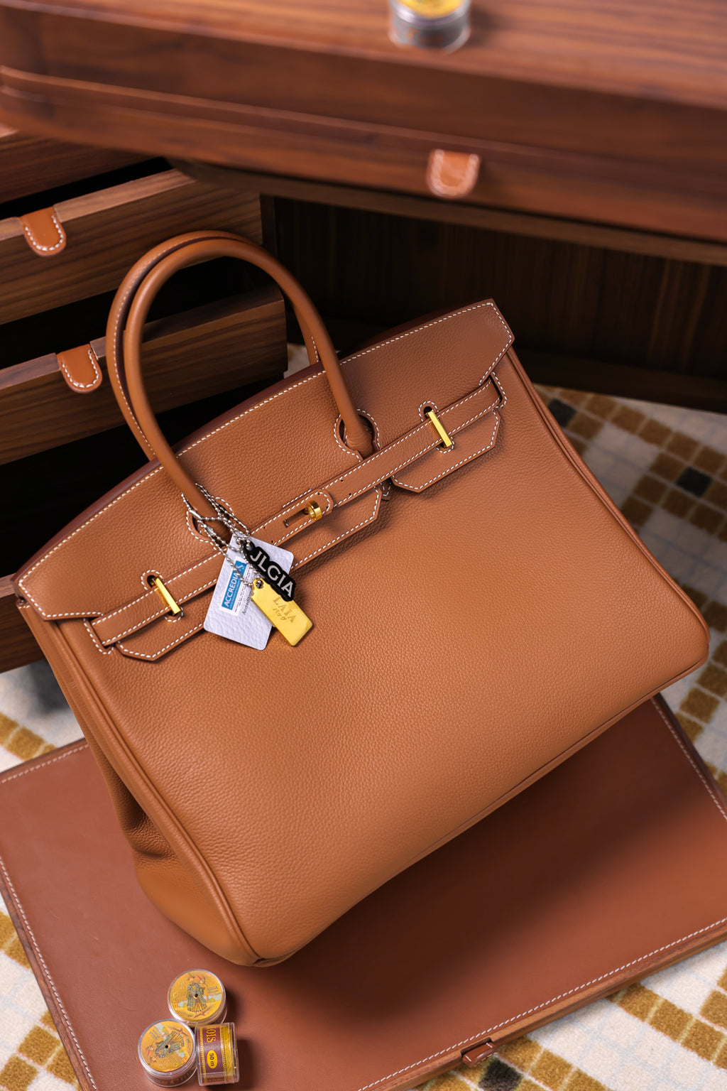 Birkin- All Handmade Golden / Sliver Golden brown  togo leather