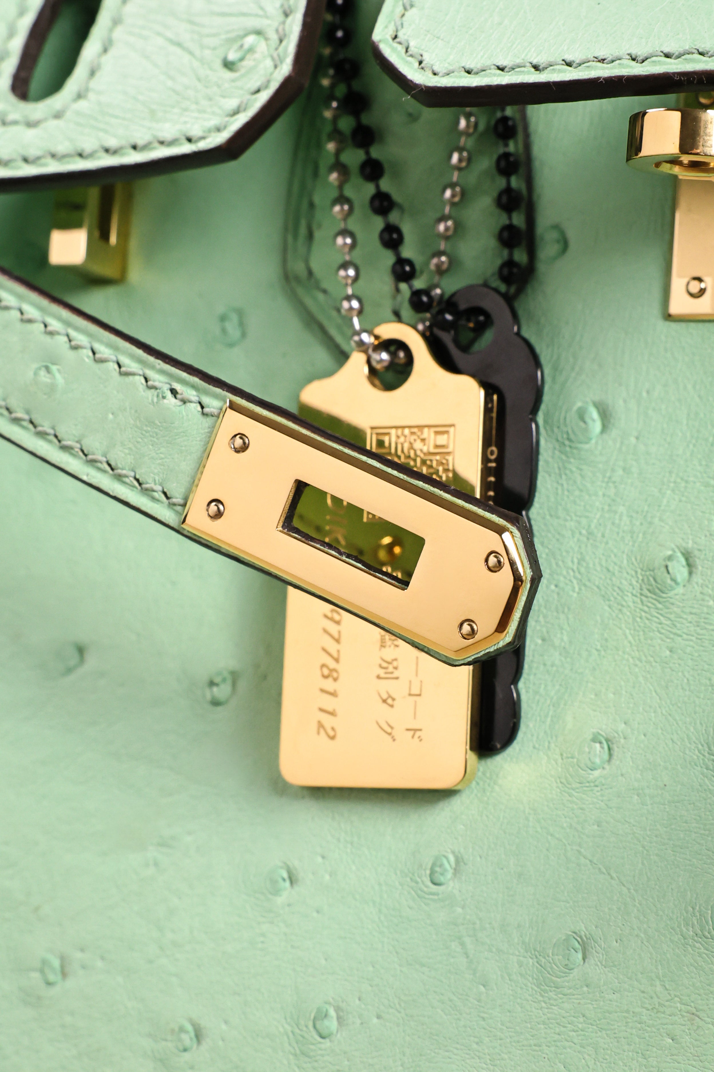 Birkin- All Handmade Golden / Sliver  Avocado green Ostrich leather