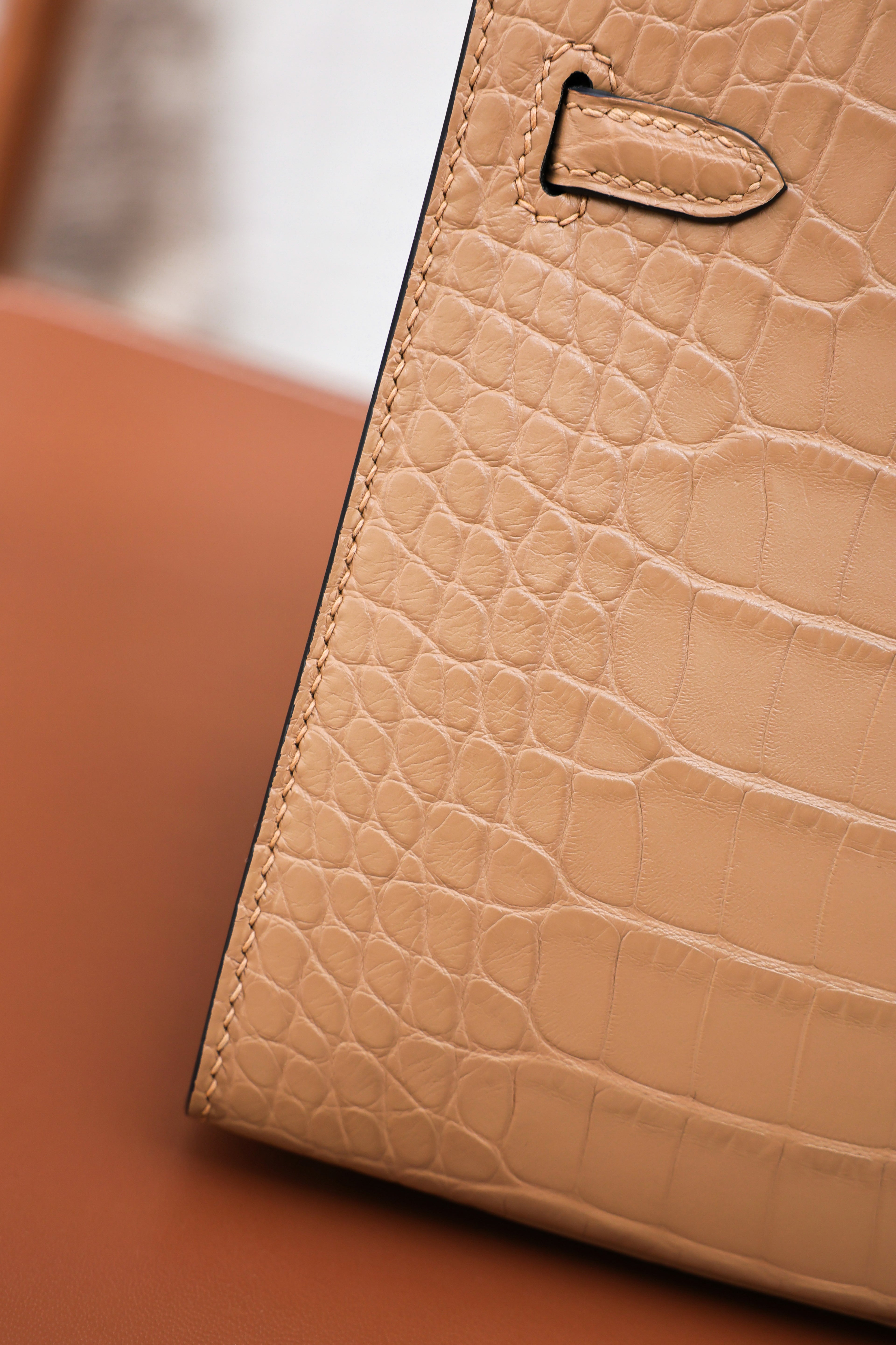 BK-2024 All Handmade Golden  Hardware Masala Matte American crocodile leather