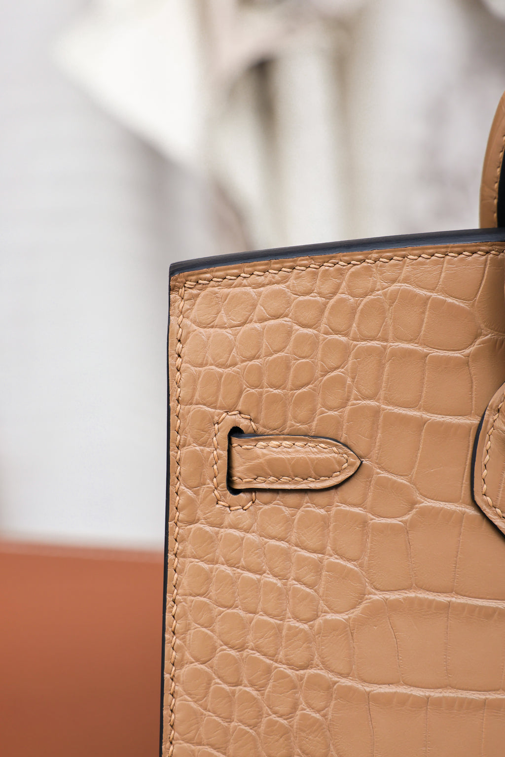 BK-2024 All Handmade Golden  Hardware Masala Matte American crocodile leather
