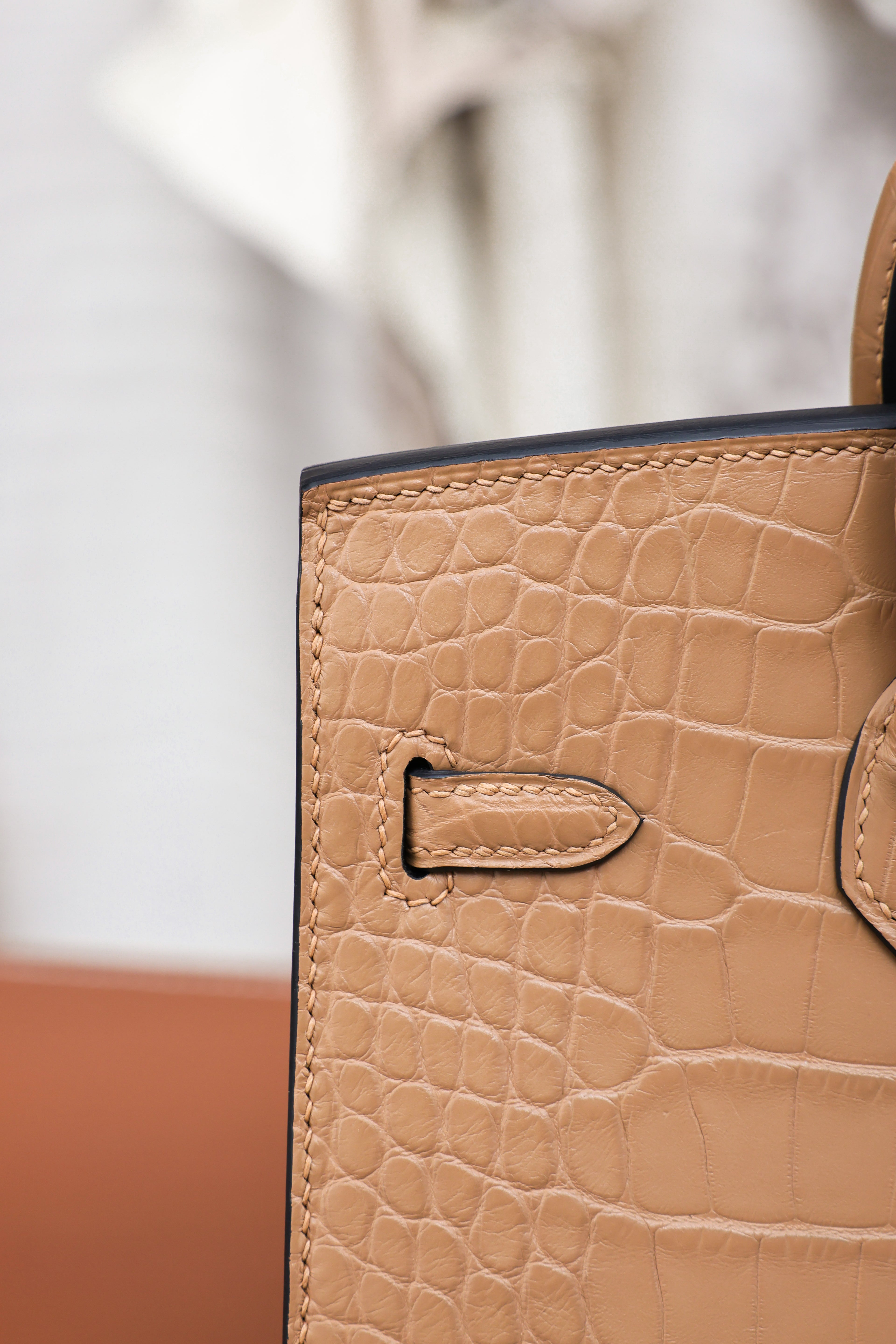 BK-2024 All Handmade Golden  Hardware Masala Matte American crocodile leather