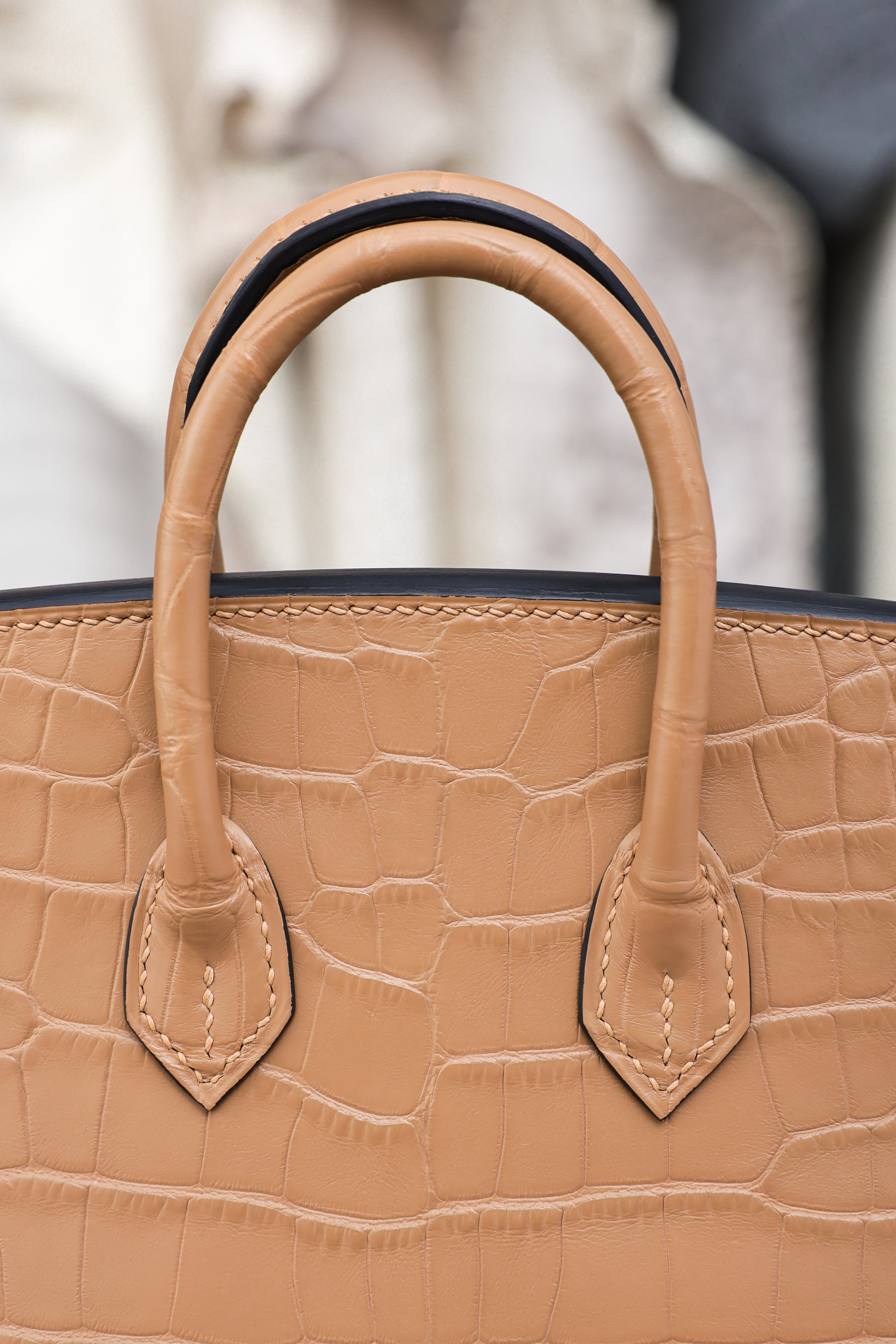 BK-2024 All Handmade Golden  Hardware Masala Matte American crocodile leather