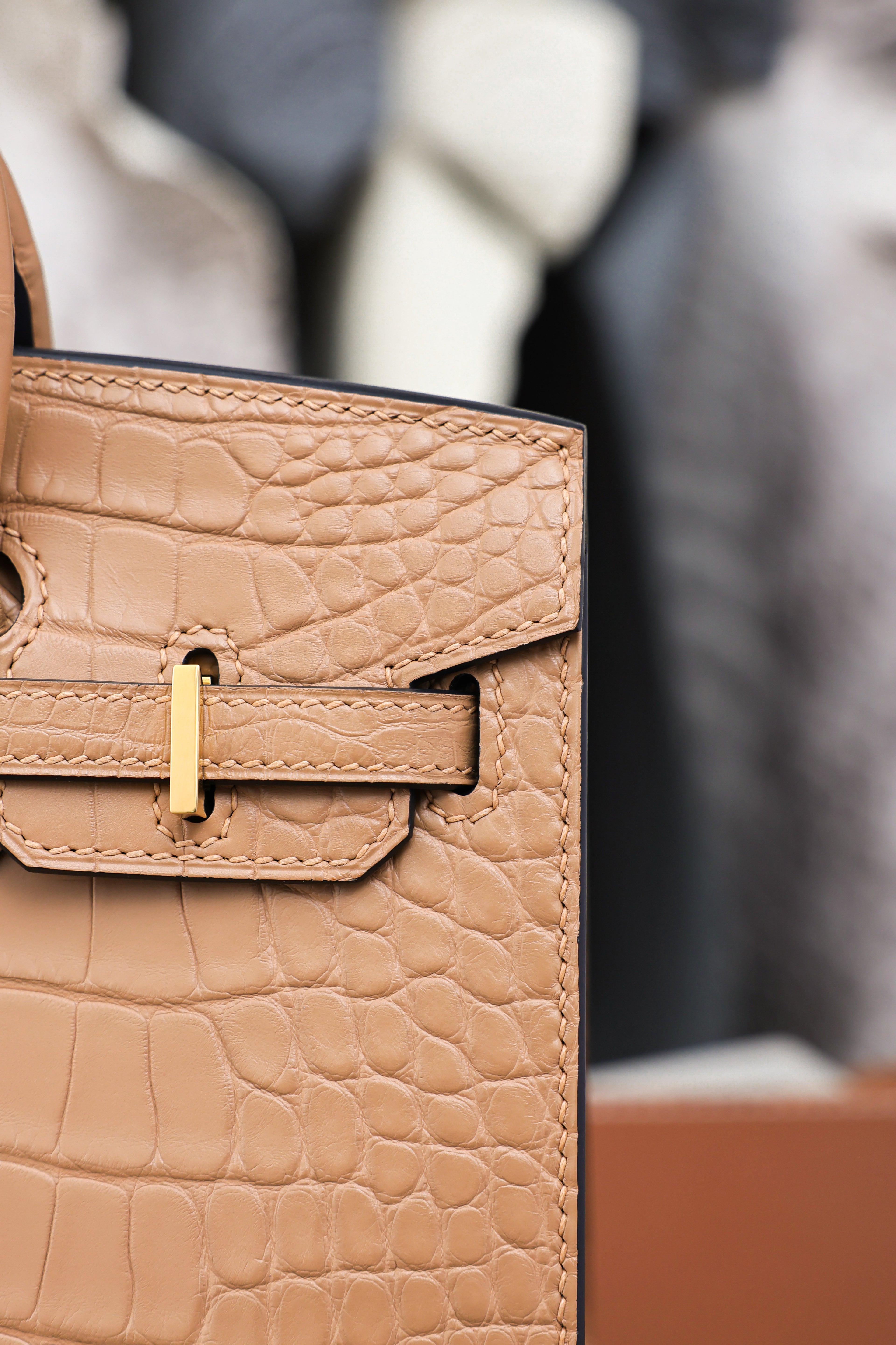 BK-2024 All Handmade Golden  Hardware Masala Matte American crocodile leather