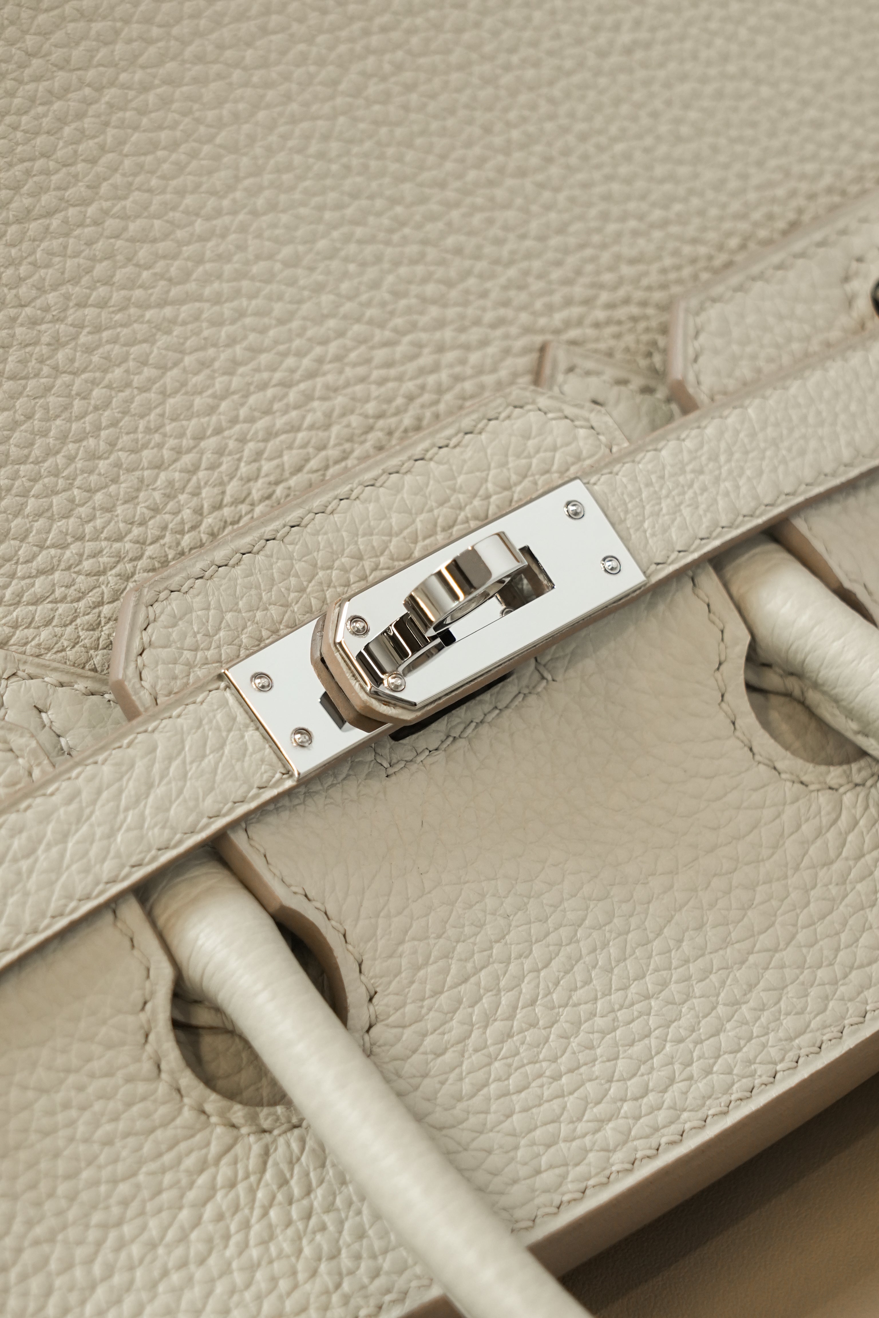 Birkin- All Handmade Golden / Sliver Craie  swift leather