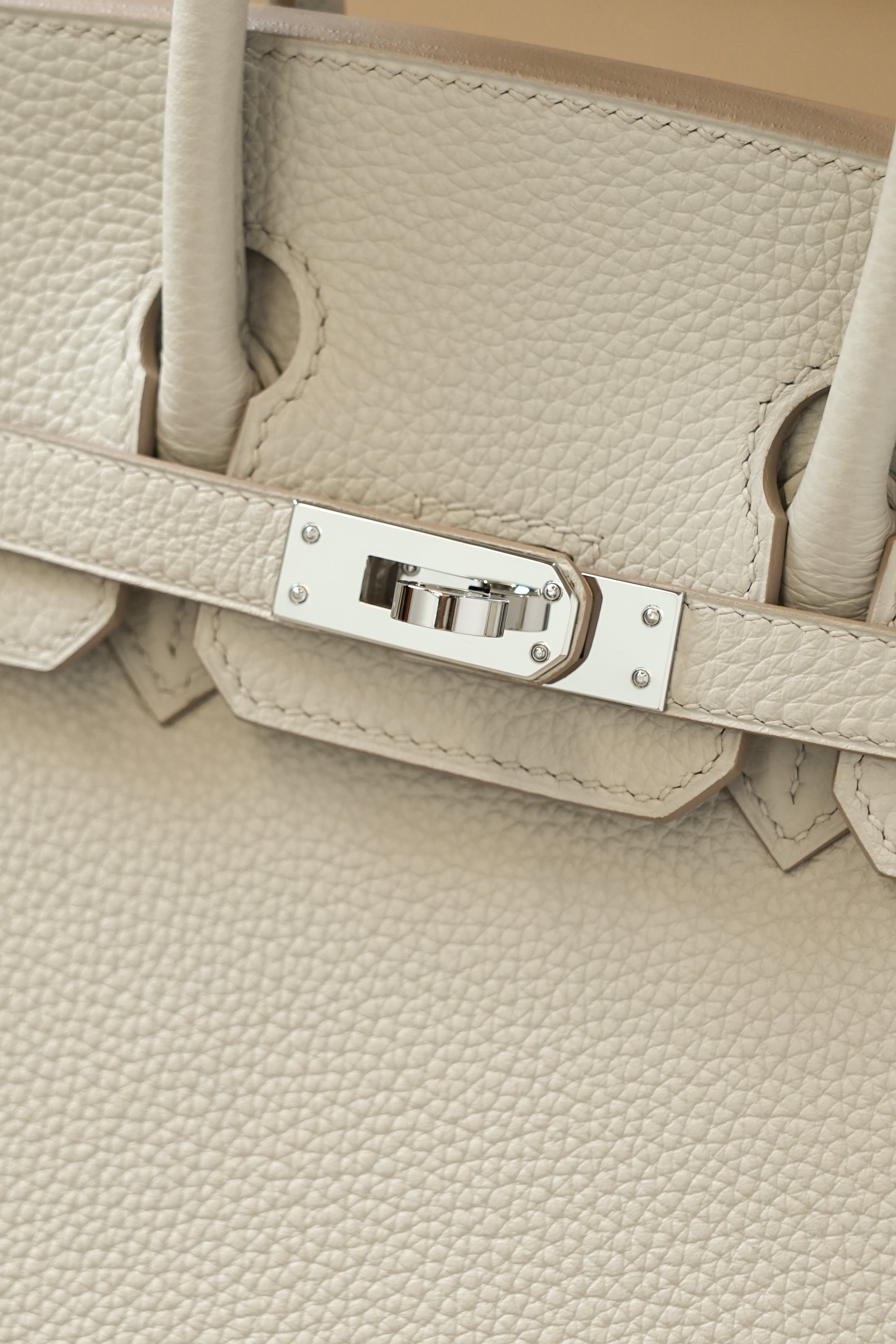 Birkin- All Handmade Golden / Sliver Craie  swift leather