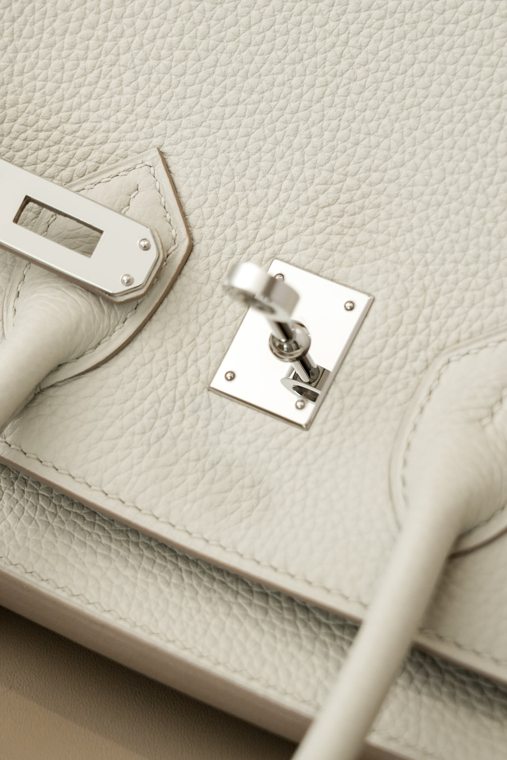 Birkin- All Handmade Golden / Sliver Craie  swift leather