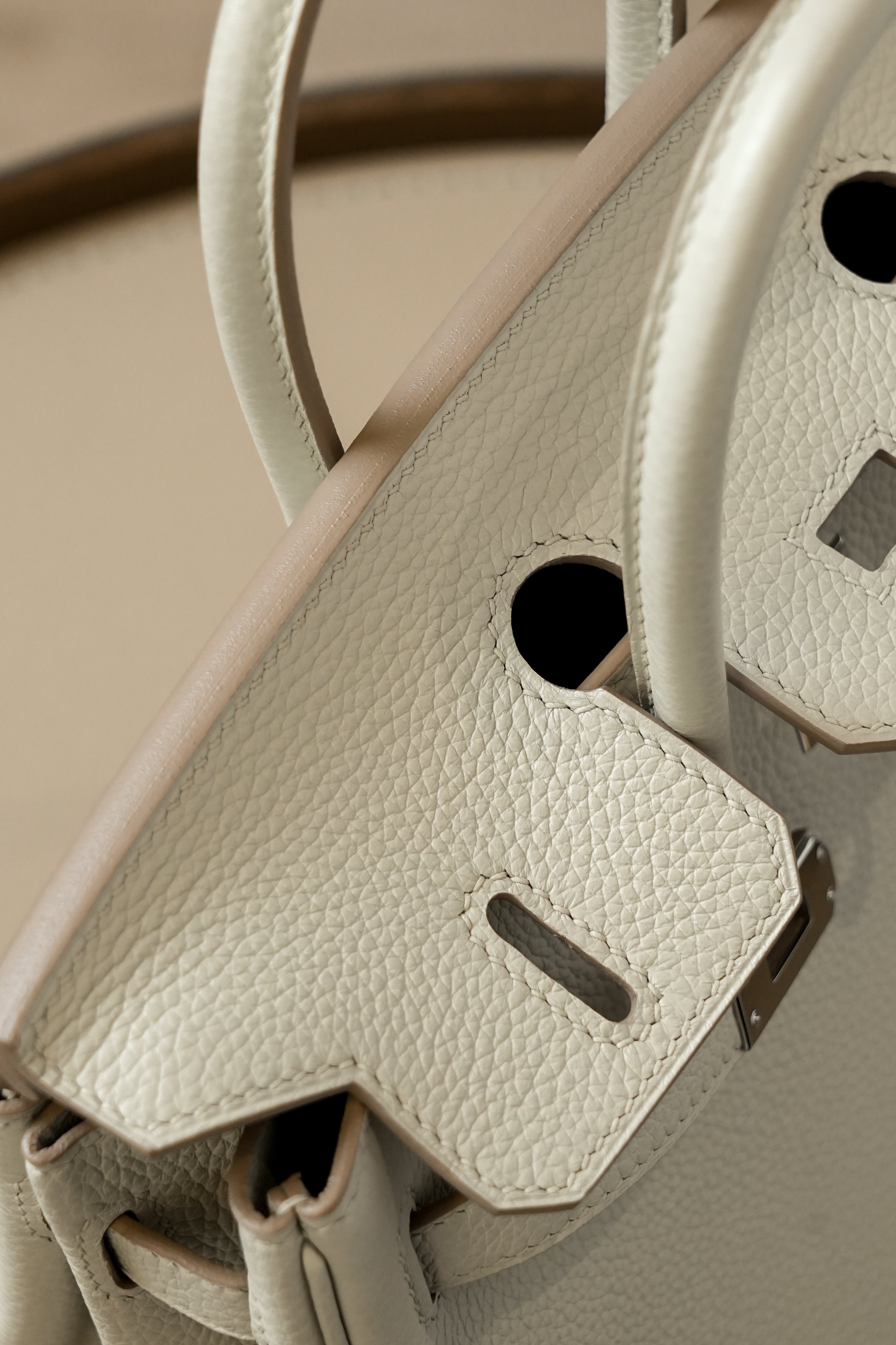 Birkin- All Handmade Golden / Sliver Craie  swift leather