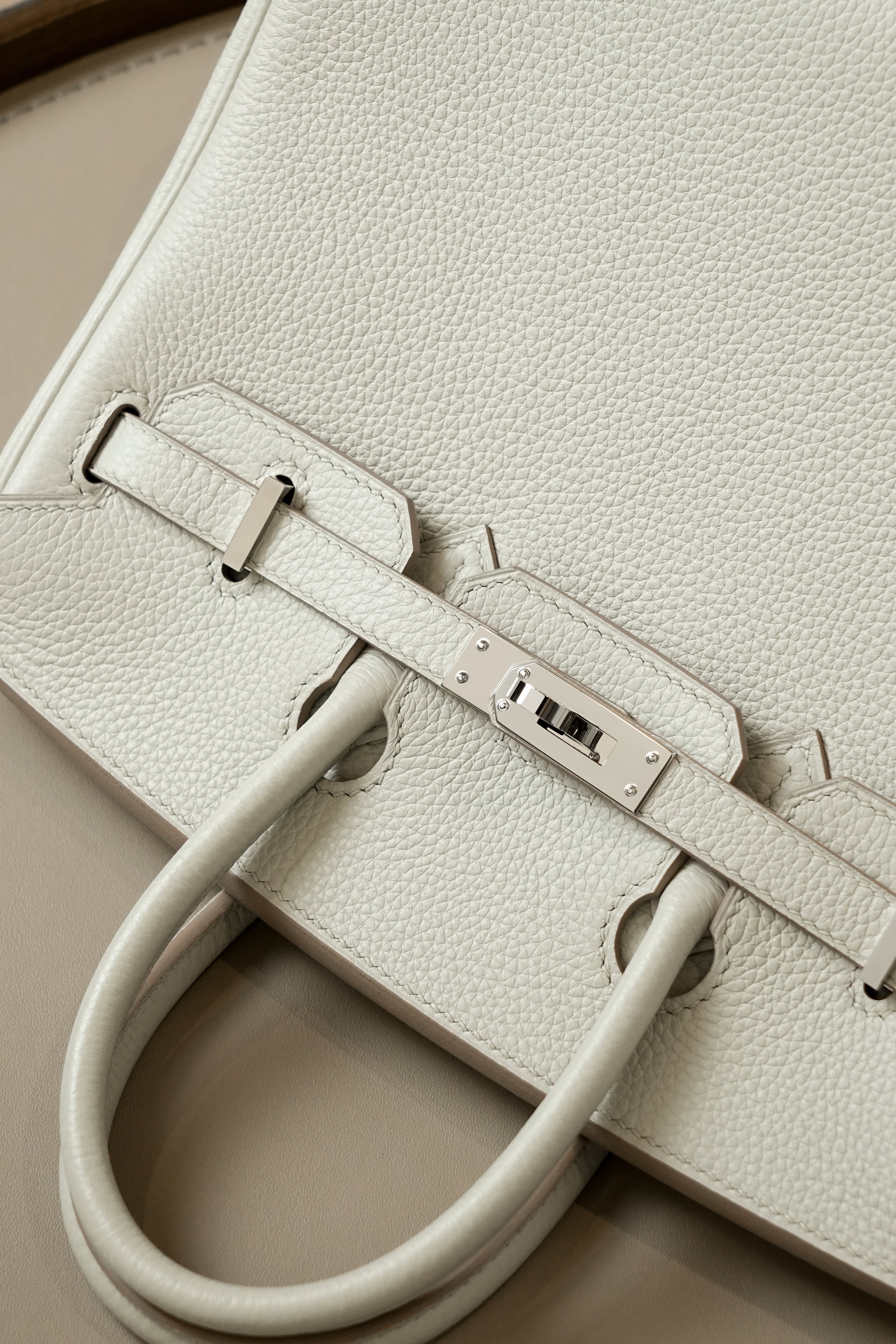 Birkin- All Handmade Golden / Sliver Craie  swift leather