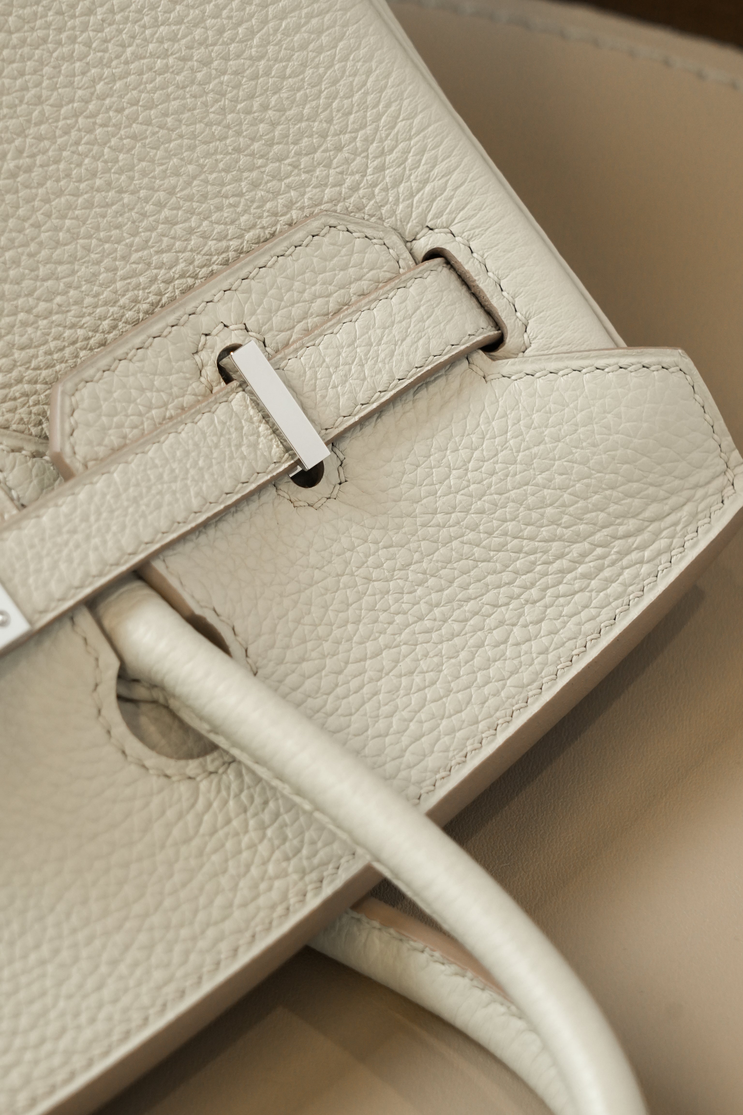 Birkin- All Handmade Golden / Sliver Craie  swift leather