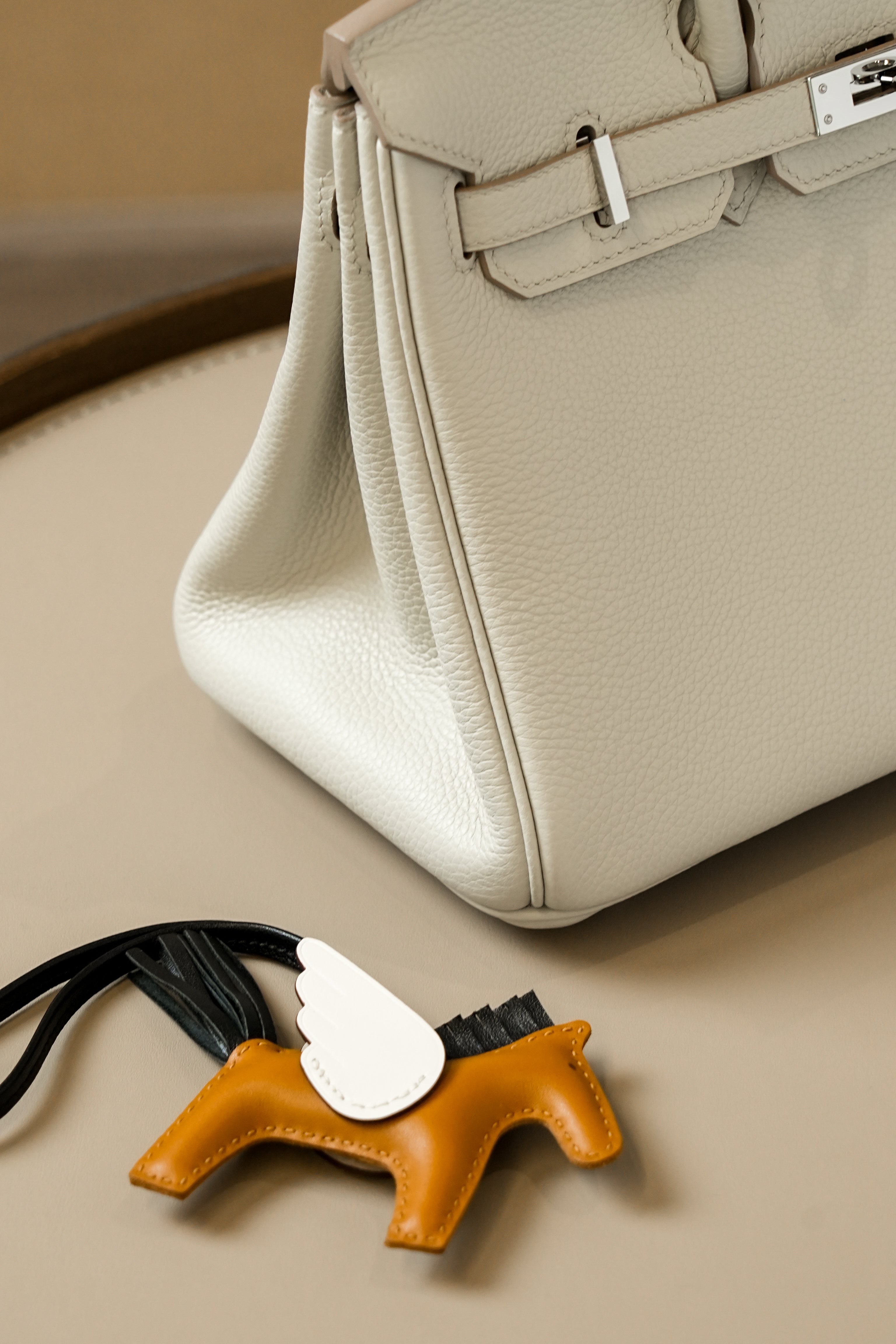 Birkin- All Handmade Golden / Sliver Craie  swift leather