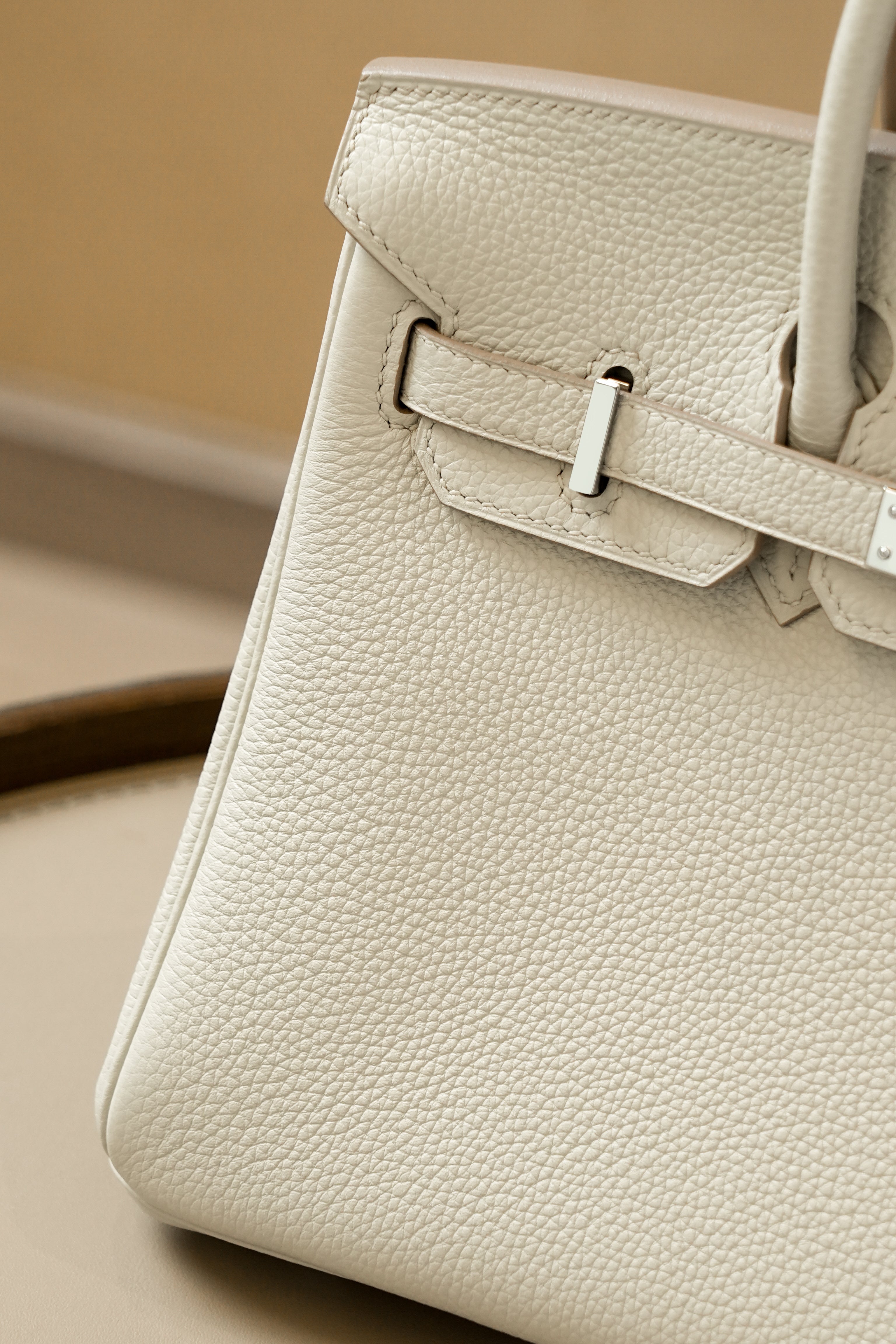 Birkin- All Handmade Golden / Sliver Craie  swift leather