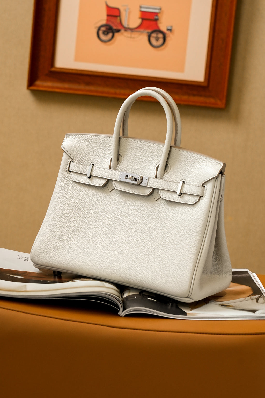 Birkin- All Handmade Golden / Sliver Craie  swift leather