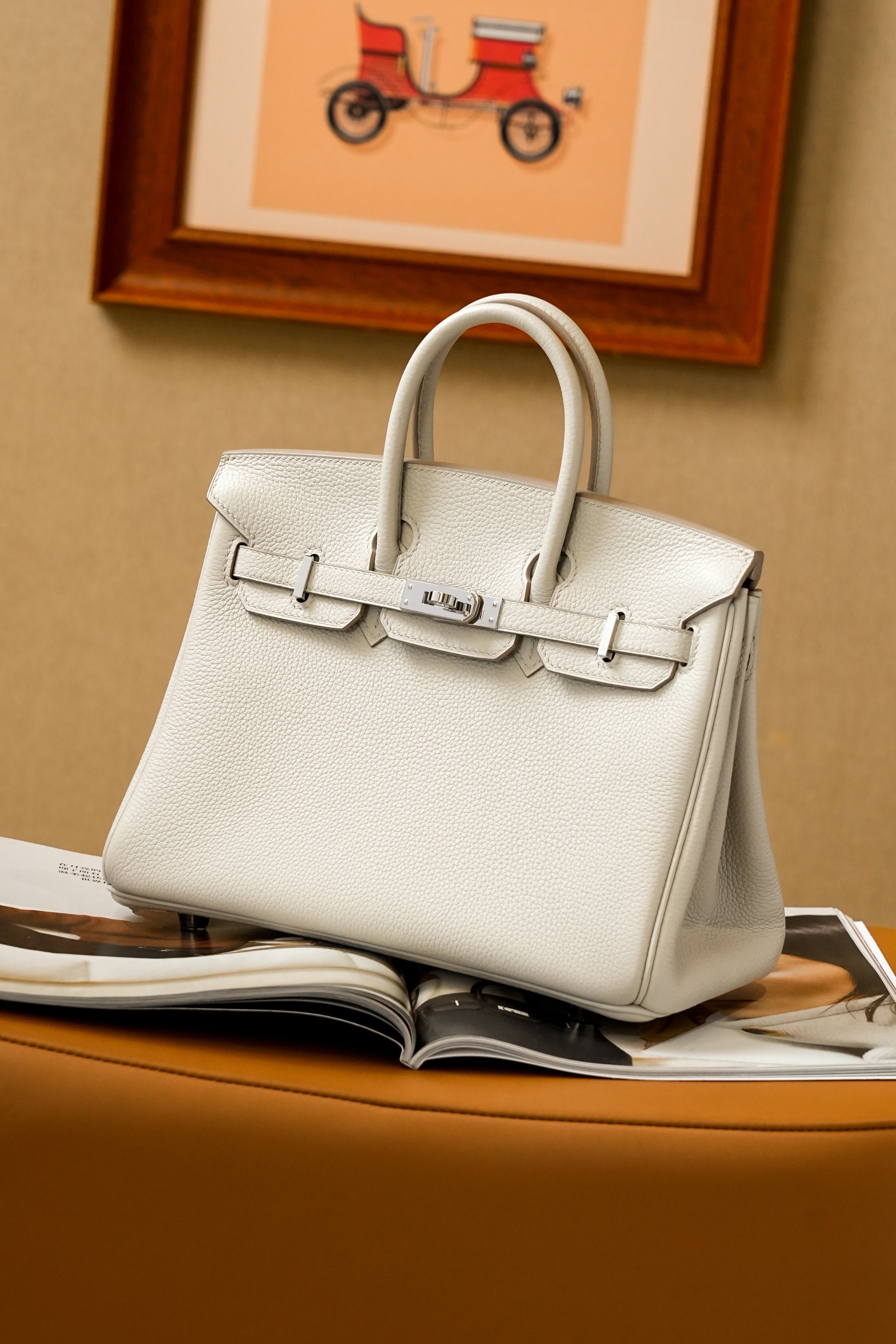 Birkin- All Handmade Golden / Sliver Craie  swift leather