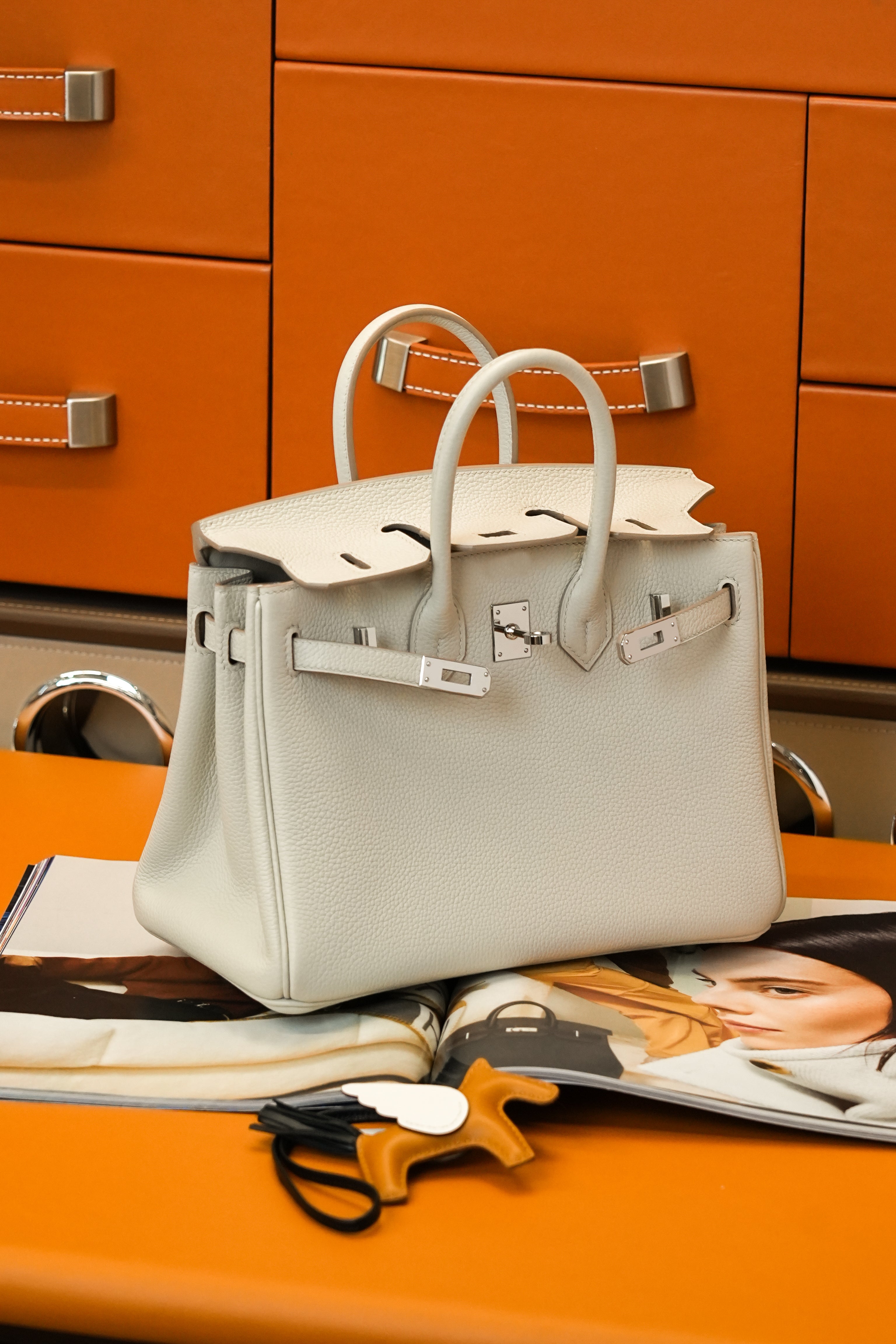 Birkin- All Handmade Golden / Sliver Craie  swift leather