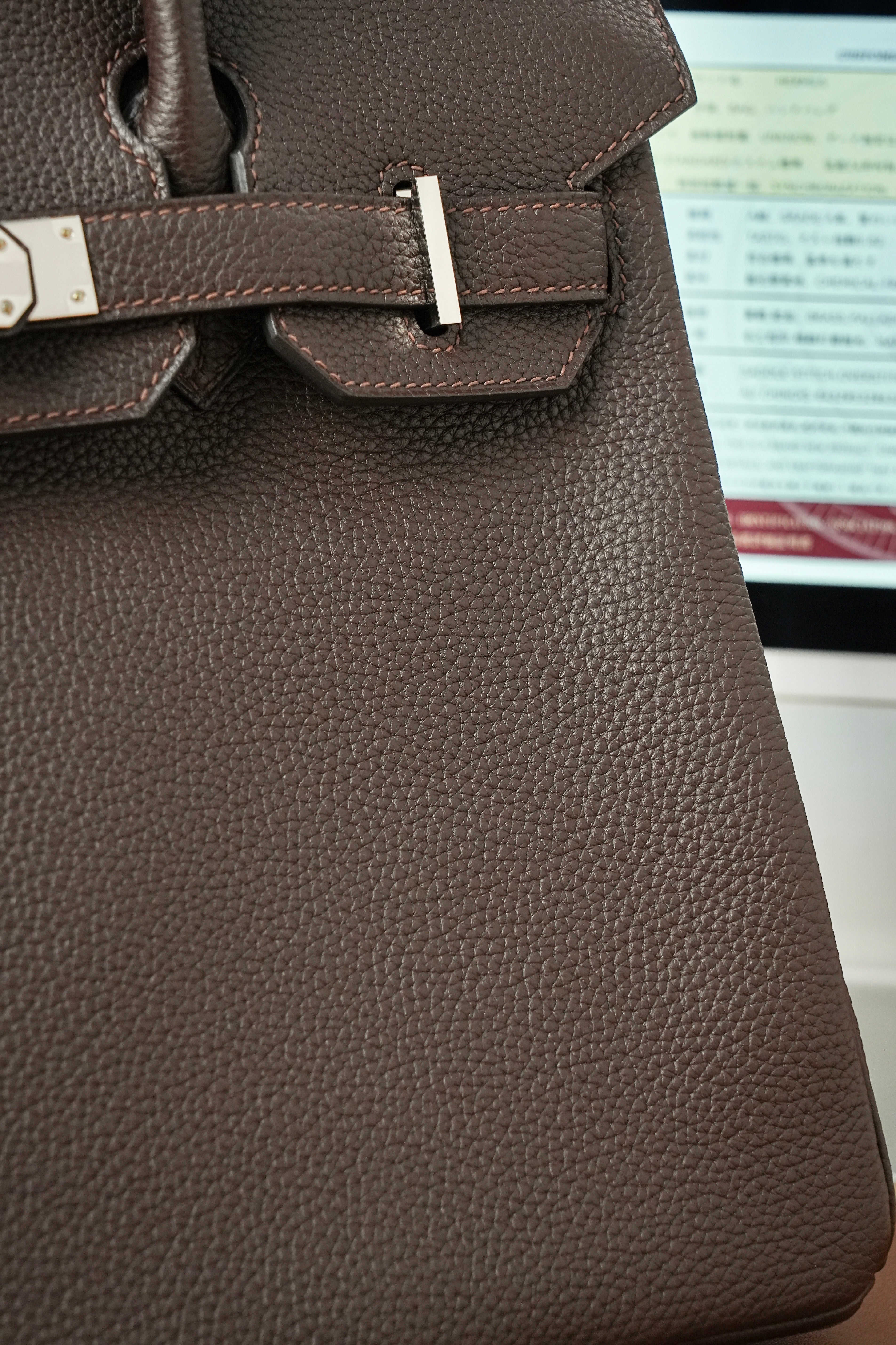 Birkin- All Handmade Golden / Sliver Chocolate Togo leather