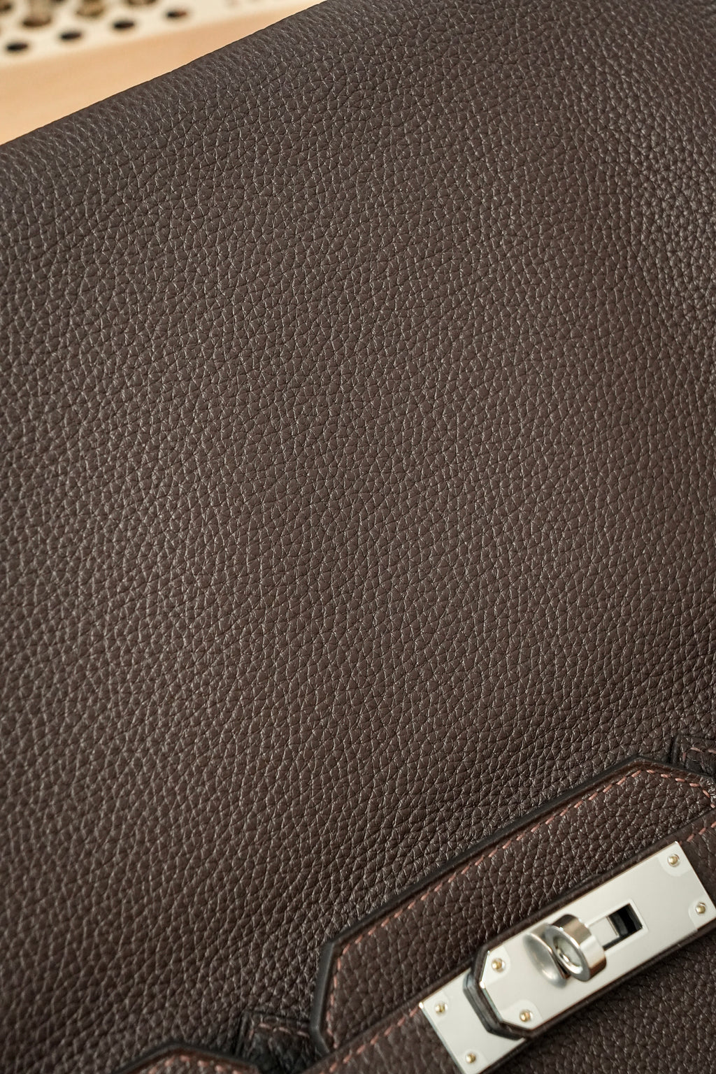 Birkin- All Handmade Golden / Sliver Chocolate Togo leather