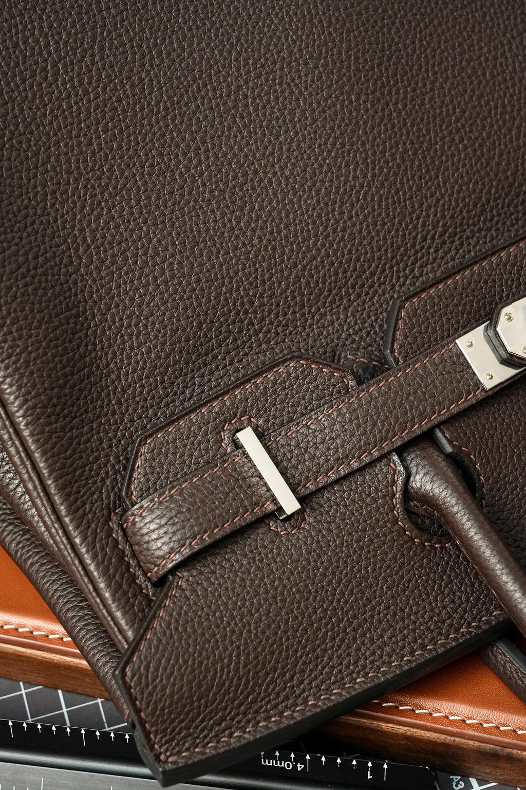 Birkin- All Handmade Golden / Sliver Chocolate Togo leather