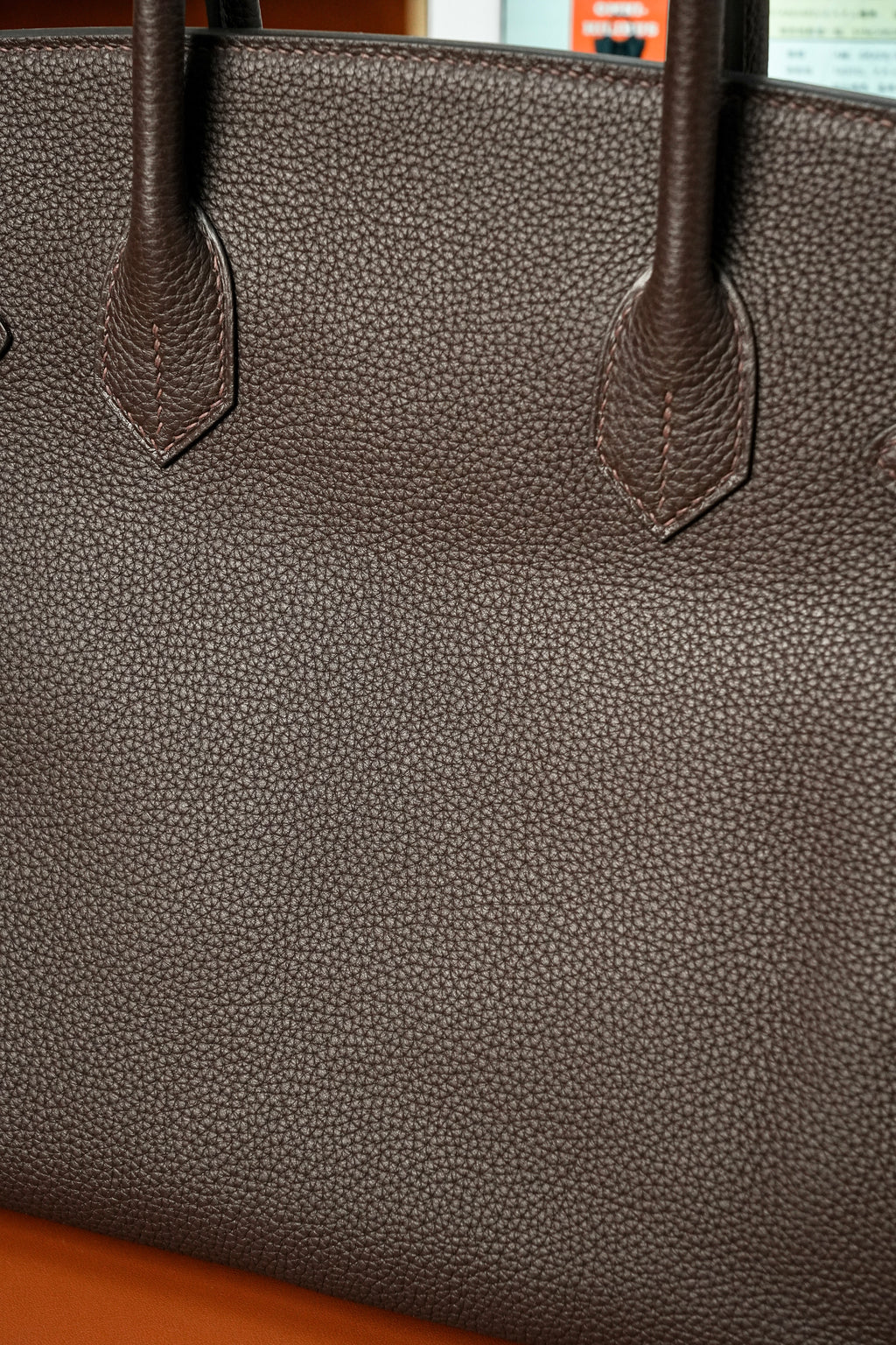 Birkin- All Handmade Golden / Sliver Chocolate Togo leather