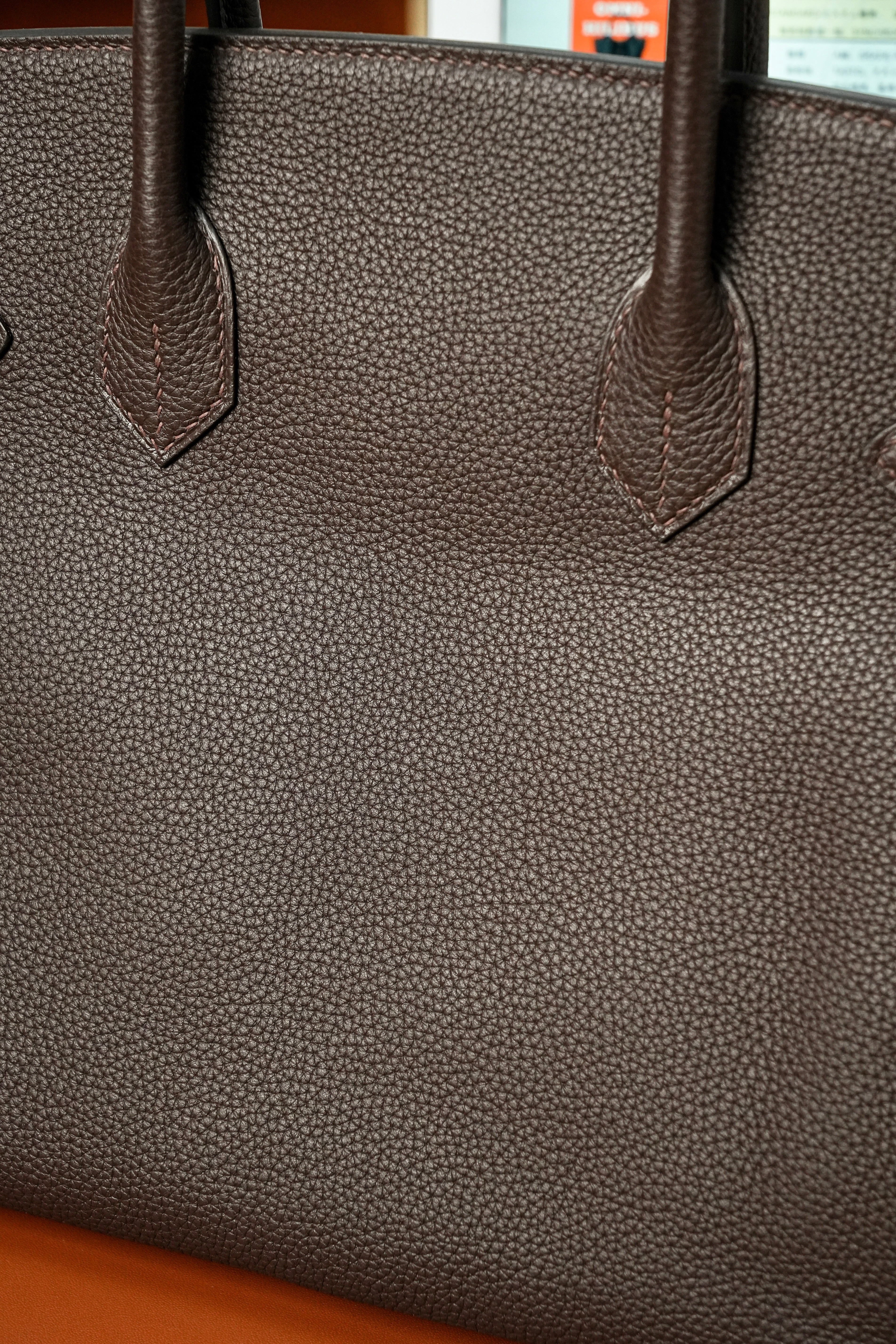 Birkin- All Handmade Golden / Sliver Chocolate Togo leather