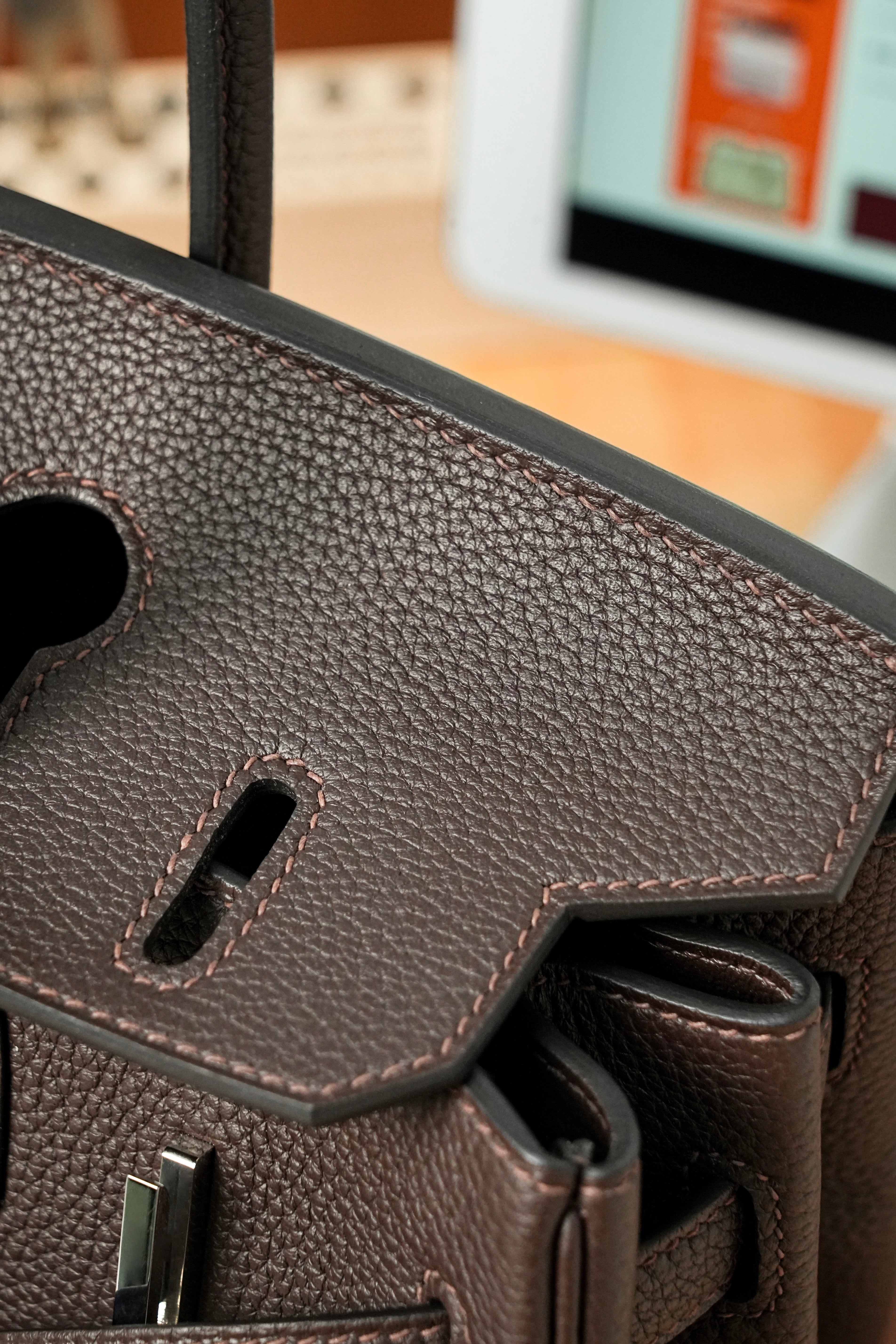 Birkin- All Handmade Golden / Sliver Chocolate Togo leather