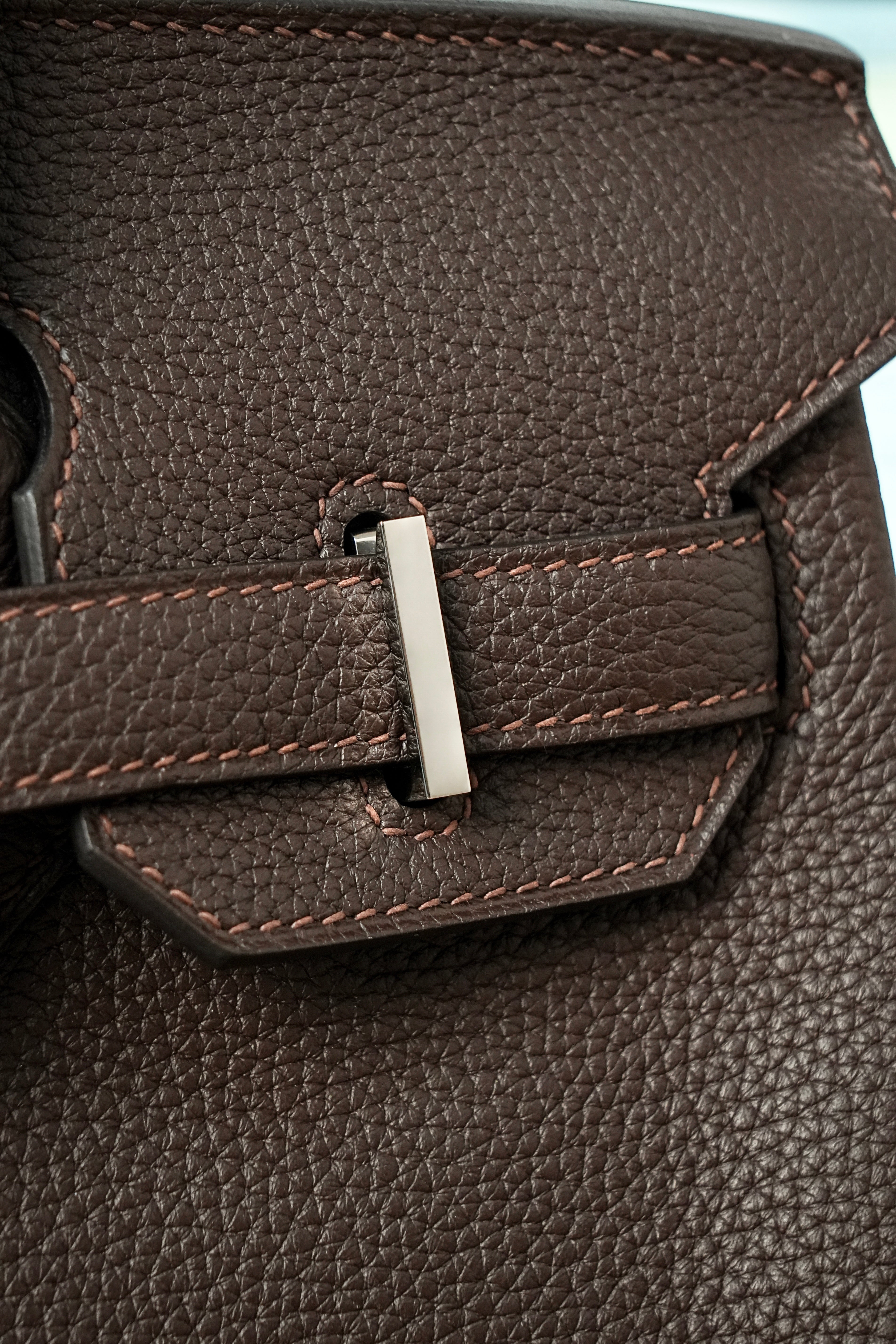 Birkin- All Handmade Golden / Sliver Chocolate Togo leather