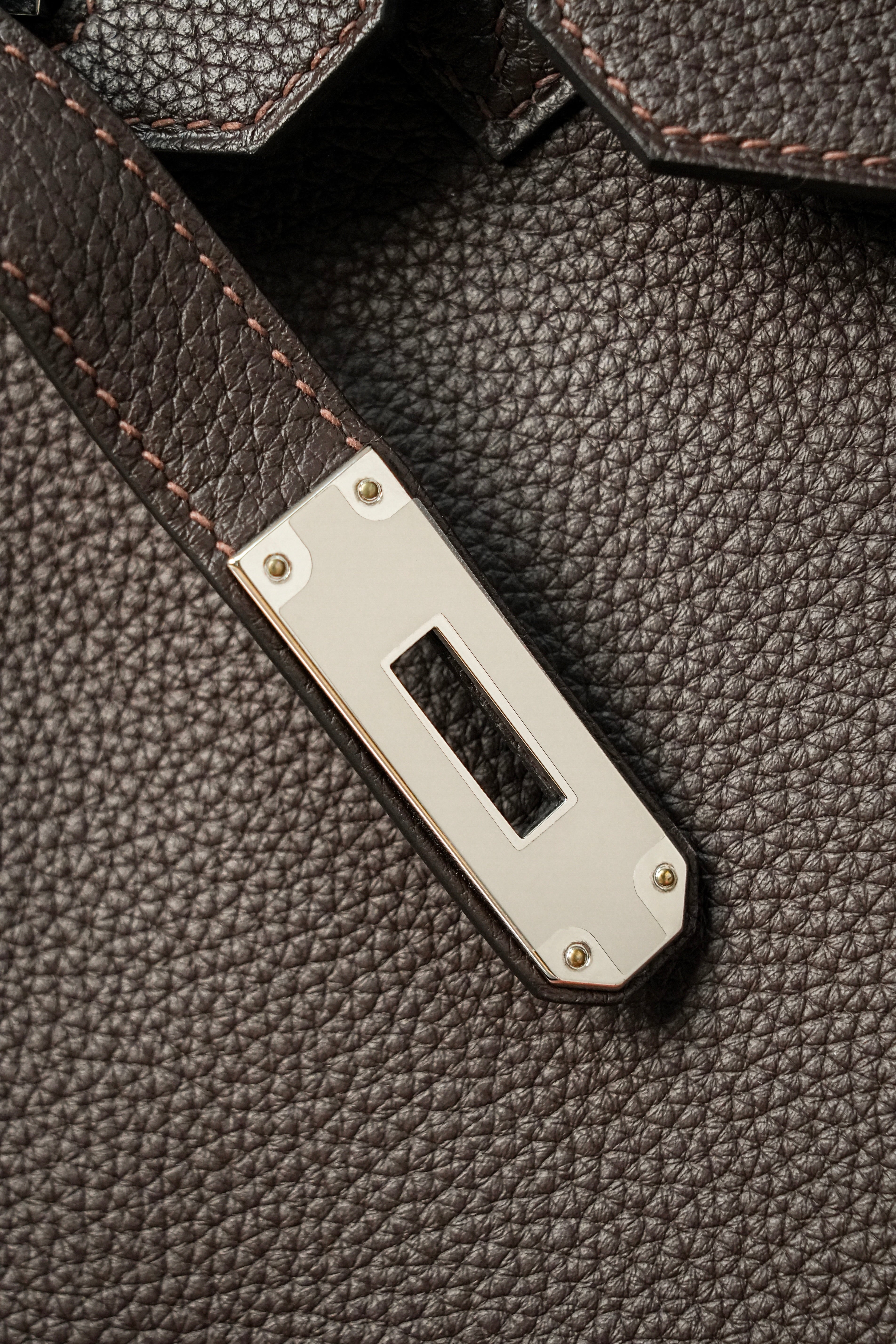 Birkin- All Handmade Golden / Sliver Chocolate Togo leather