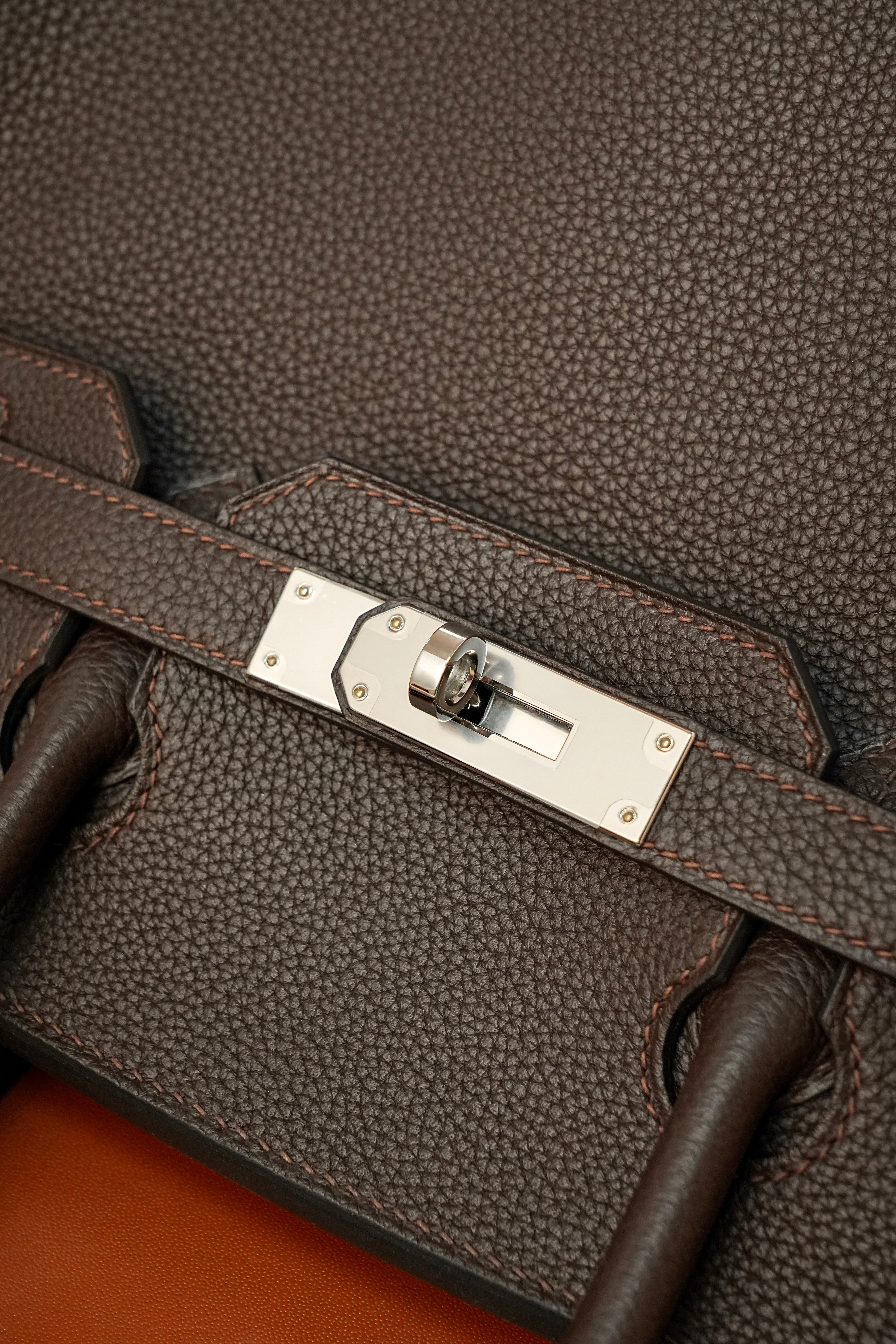 Birkin- All Handmade Golden / Sliver Chocolate Togo leather