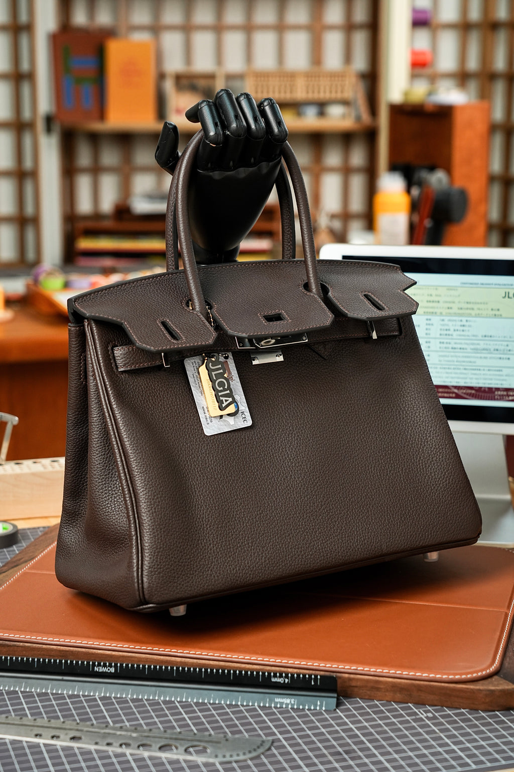 Birkin- All Handmade Golden / Sliver Chocolate Togo leather