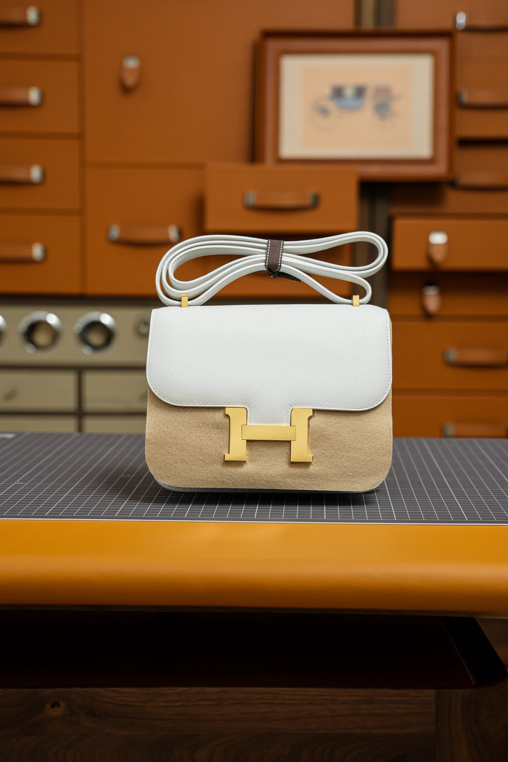 Constance- All Handmade Golden / Sliver Blanc ep leather