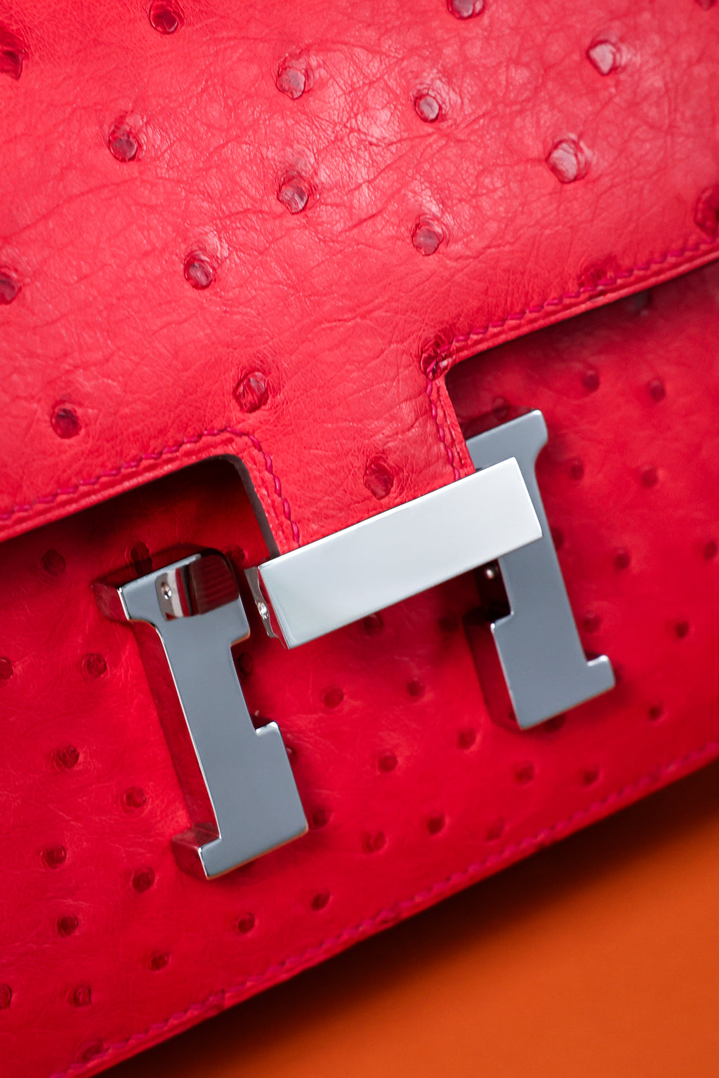 Constance- All Handmade Golden / Sliver Rouge Casaque Ostrich  leather