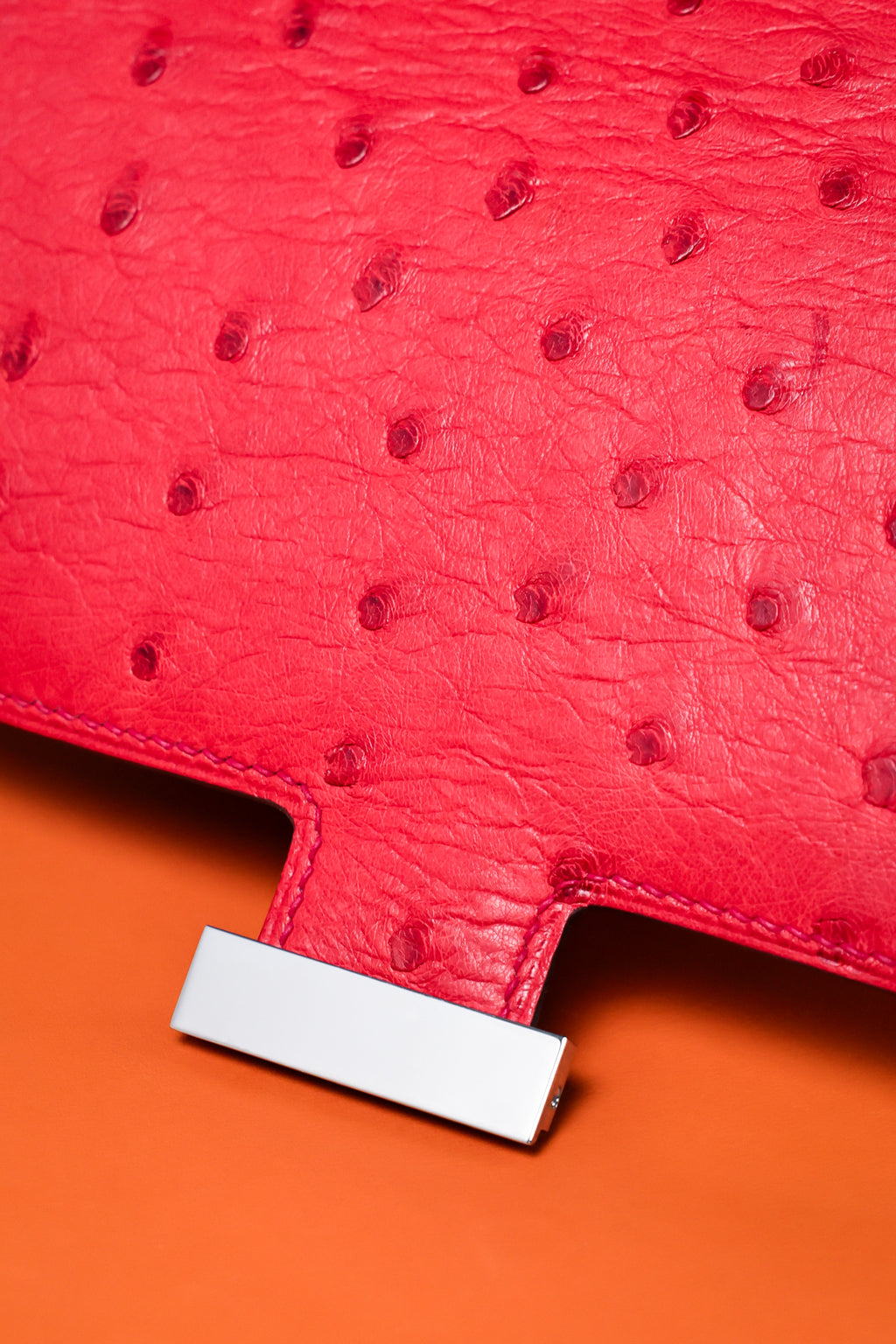 Constance- All Handmade Golden / Sliver Rouge Casaque Ostrich  leather