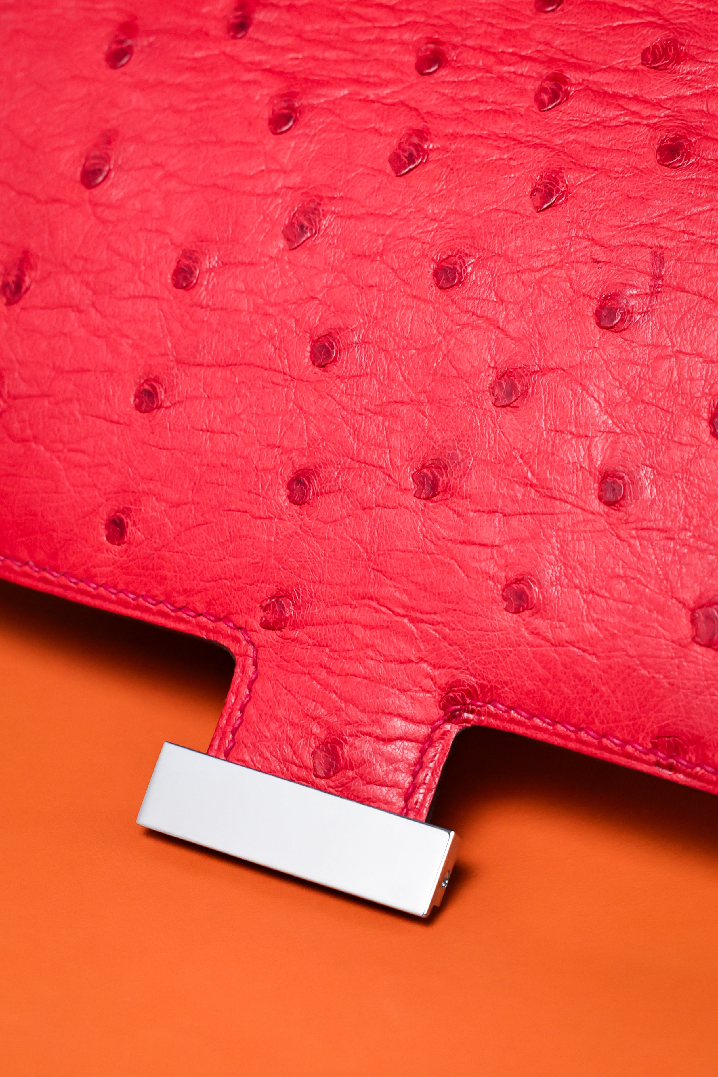 Constance- All Handmade Golden / Sliver Rouge Casaque Ostrich  leather