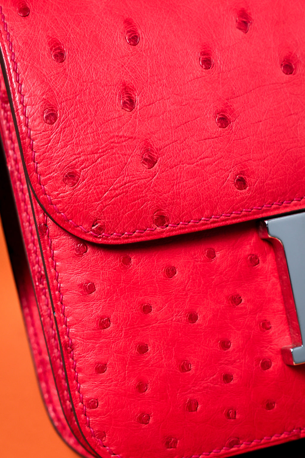 Constance- All Handmade Golden / Sliver Rouge Casaque Ostrich  leather