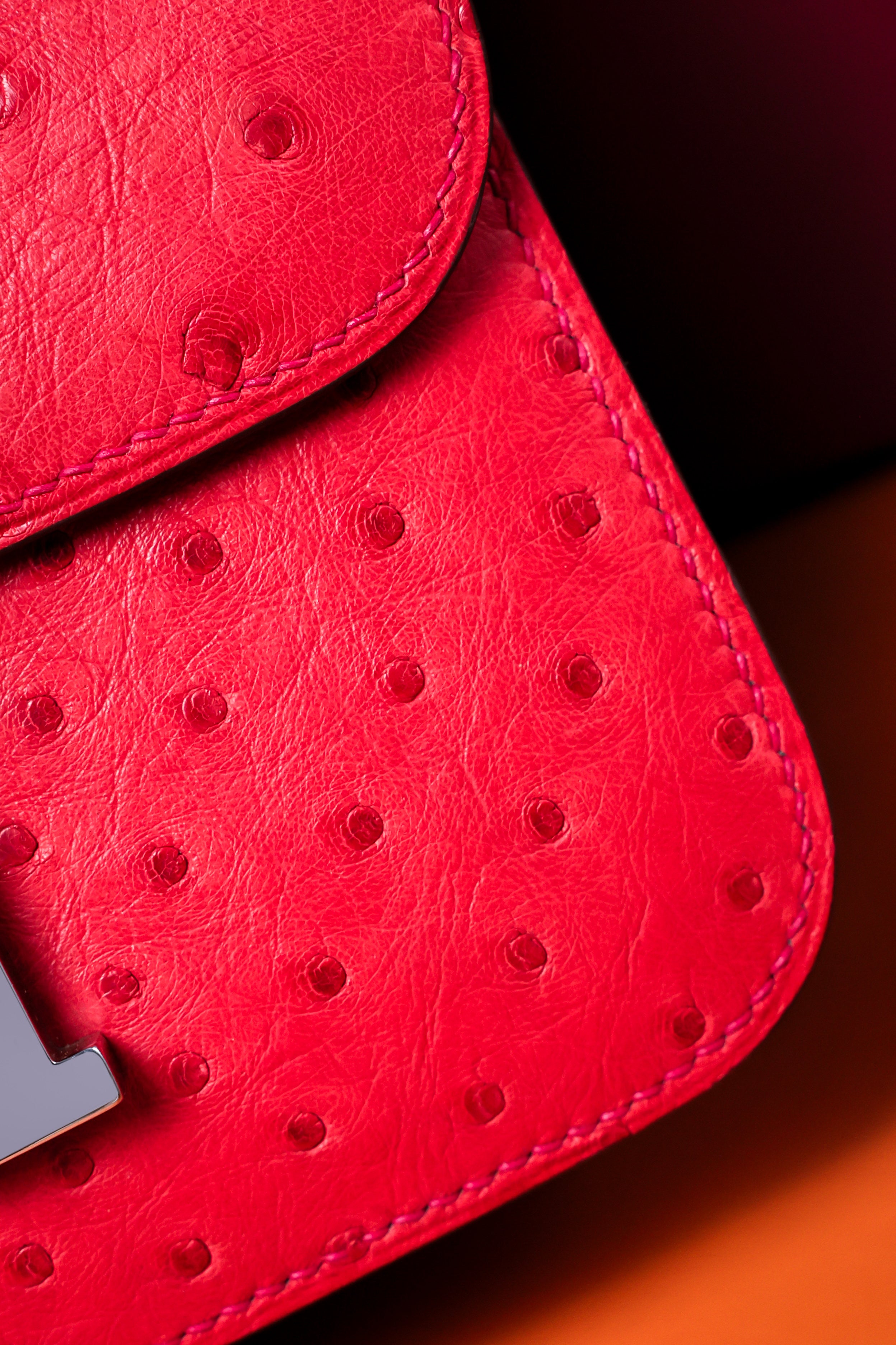 Constance- All Handmade Golden / Sliver Rouge Casaque Ostrich  leather