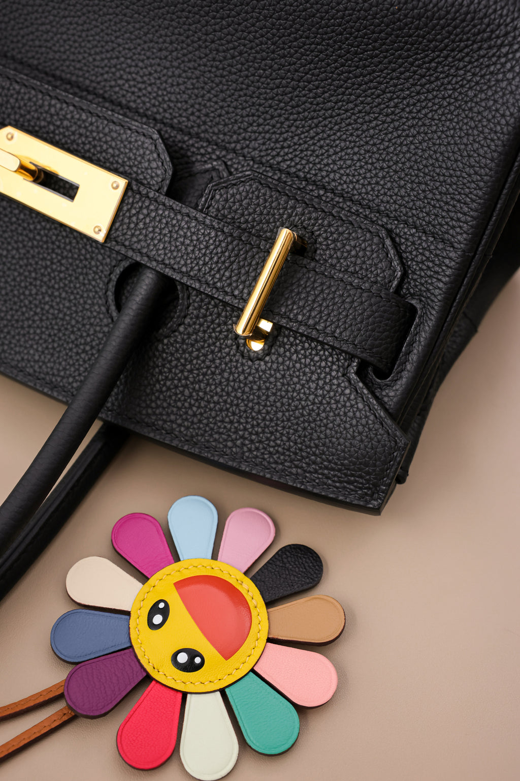 Birkin Shoulder- All Handmade Golden / Sliver Noir togo leather