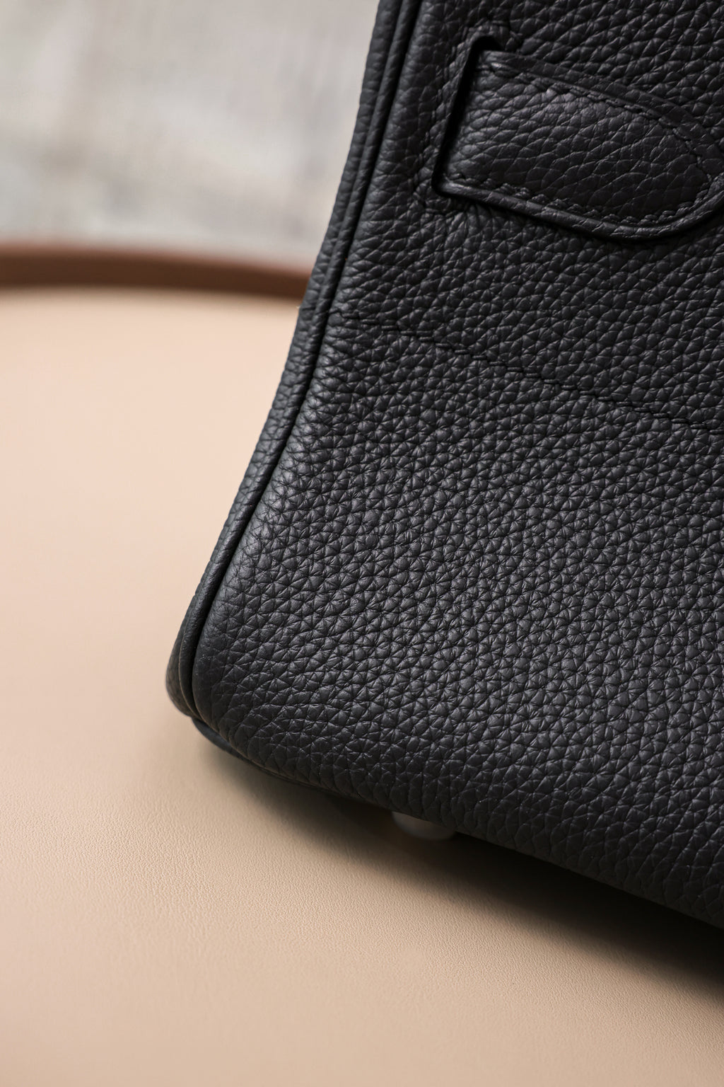 Birkin Shoulder- All Handmade Golden / Sliver Noir togo leather