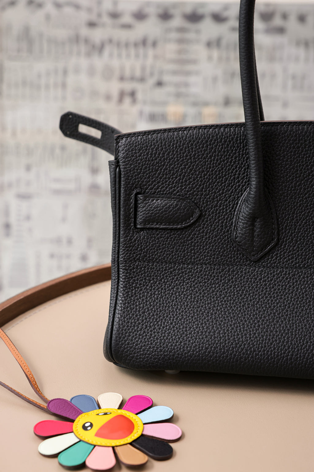 Birkin Shoulder- All Handmade Golden / Sliver Noir togo leather