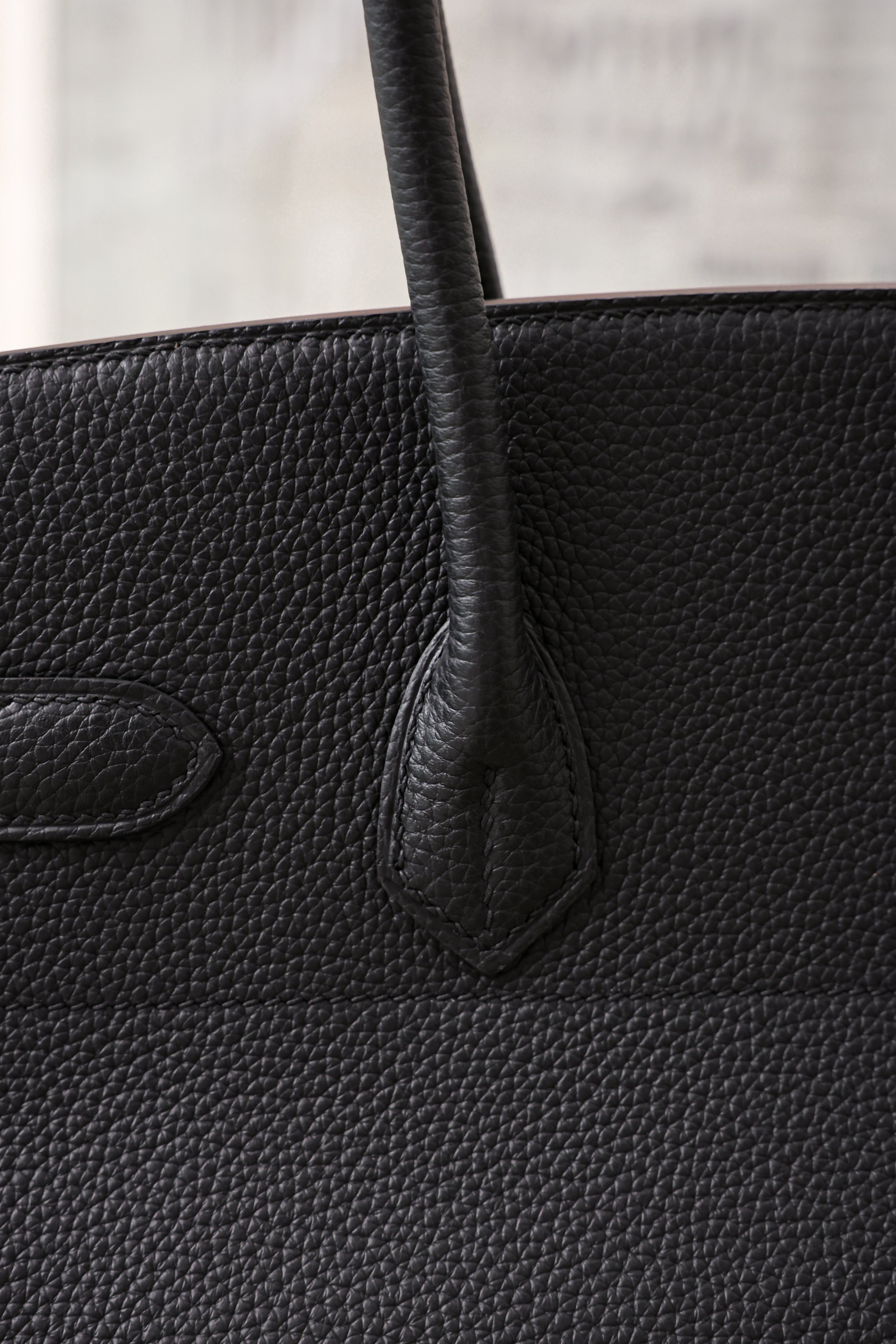 Birkin Shoulder- All Handmade Golden / Sliver Noir togo leather