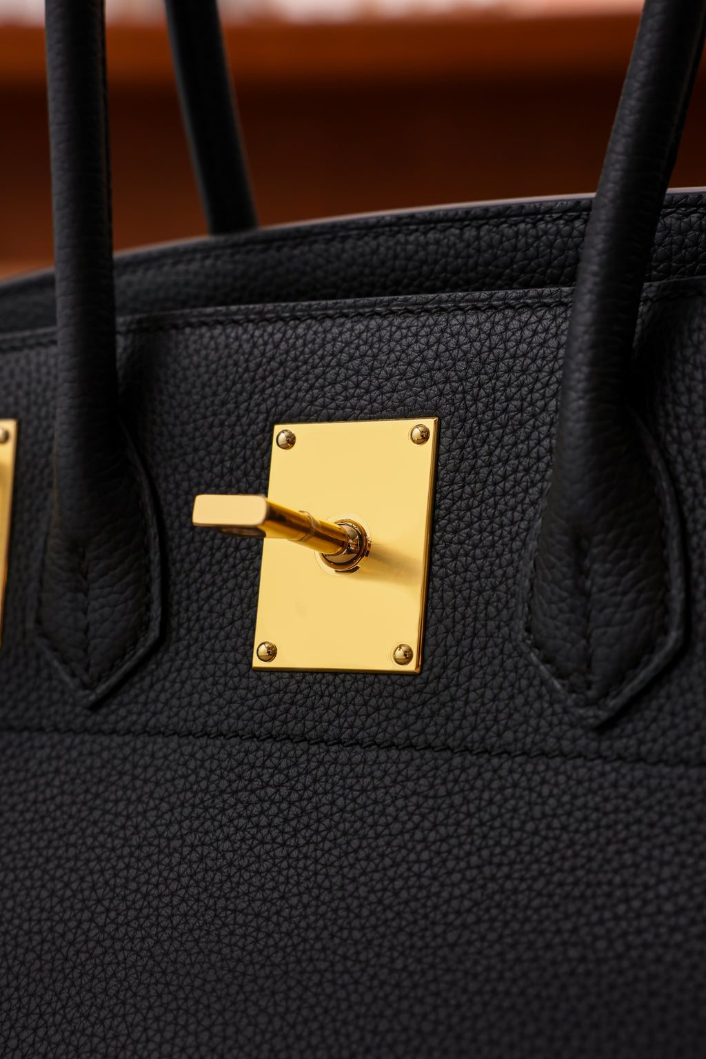 Birkin Shoulder- All Handmade Golden / Sliver Noir togo leather