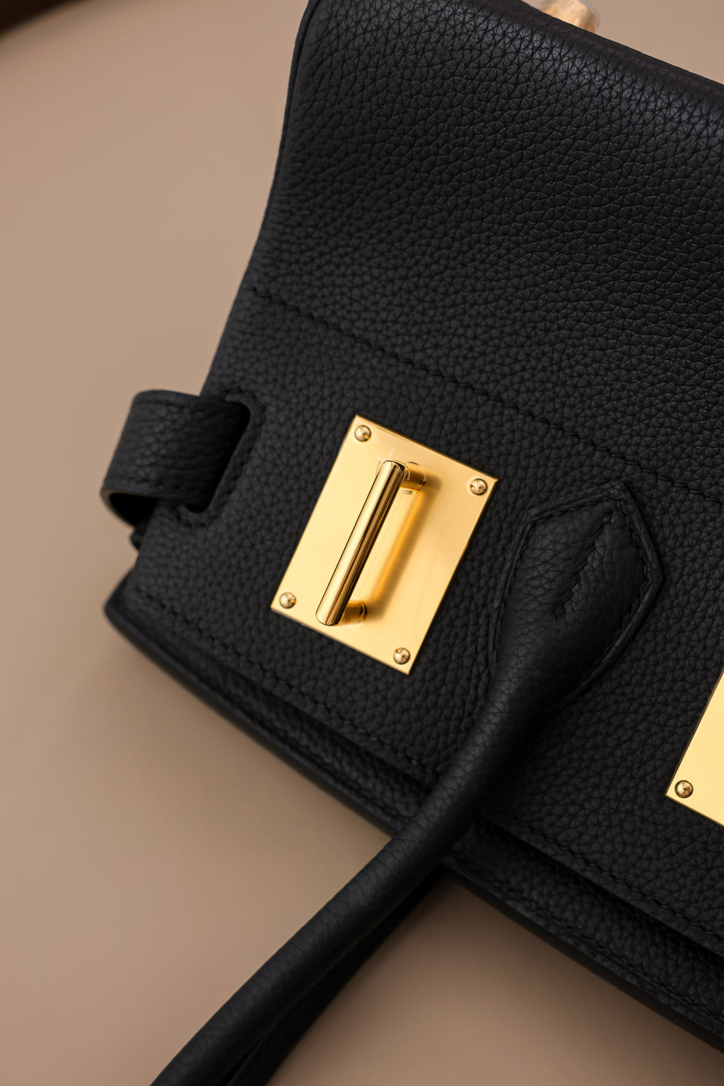 Birkin Shoulder- All Handmade Golden / Sliver Noir togo leather