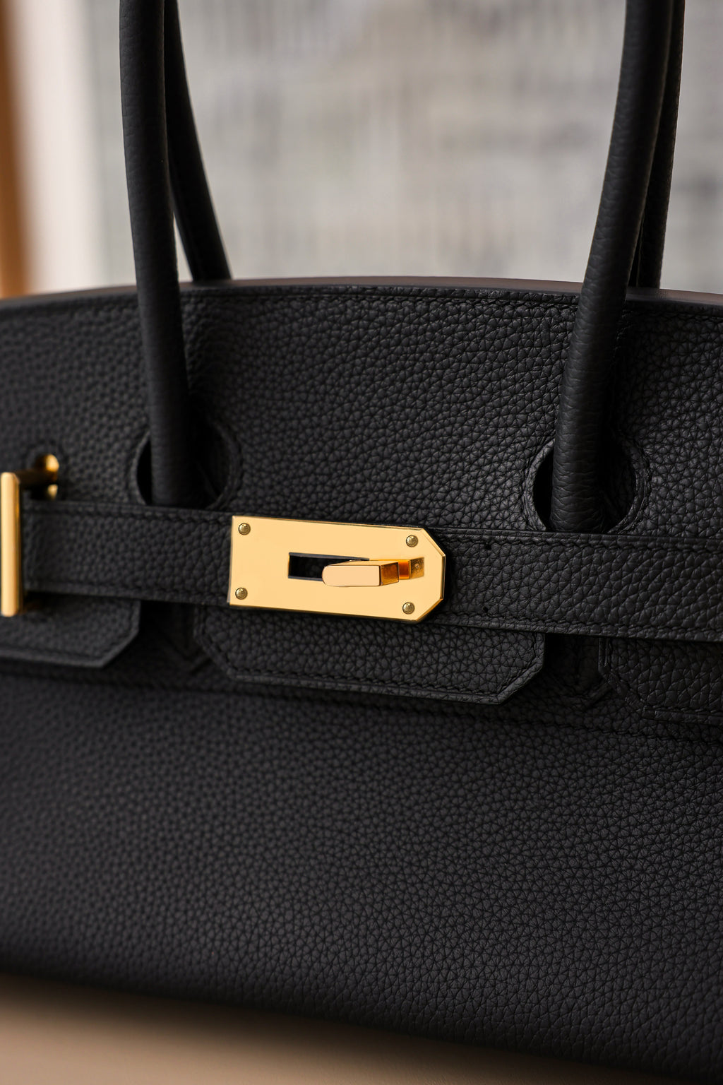 Birkin Shoulder- All Handmade Golden / Sliver Noir togo leather