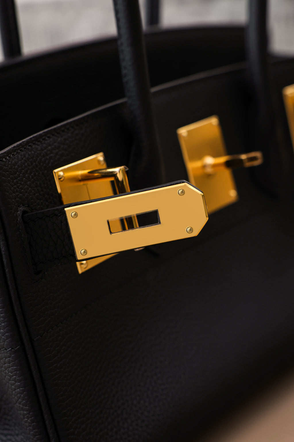 Birkin Shoulder- All Handmade Golden / Sliver Noir togo leather