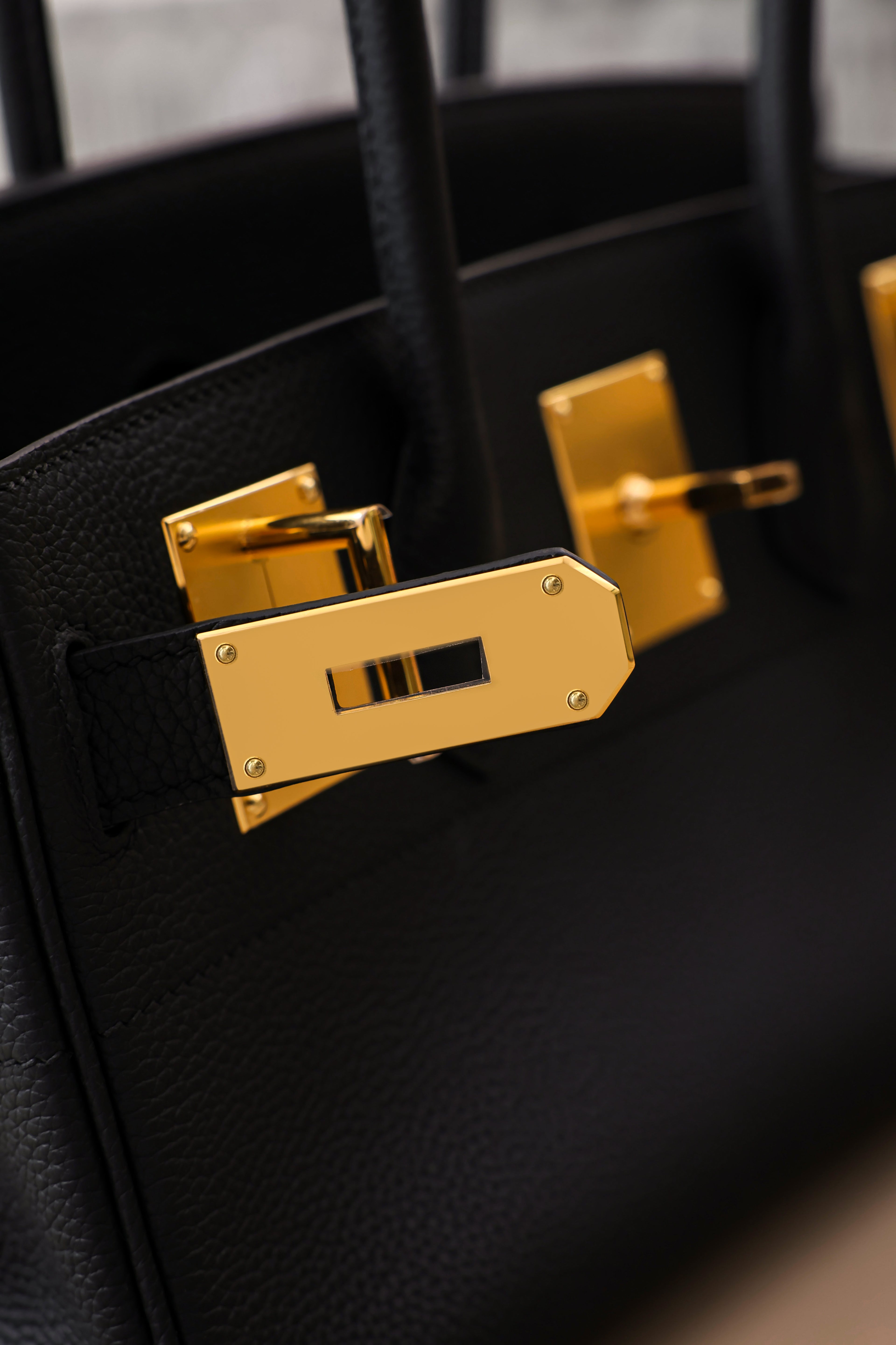 Birkin Shoulder- All Handmade Golden / Sliver Noir togo leather