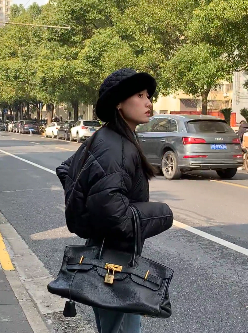 Birkin Shoulder- All Handmade Golden / Sliver Noir togo leather