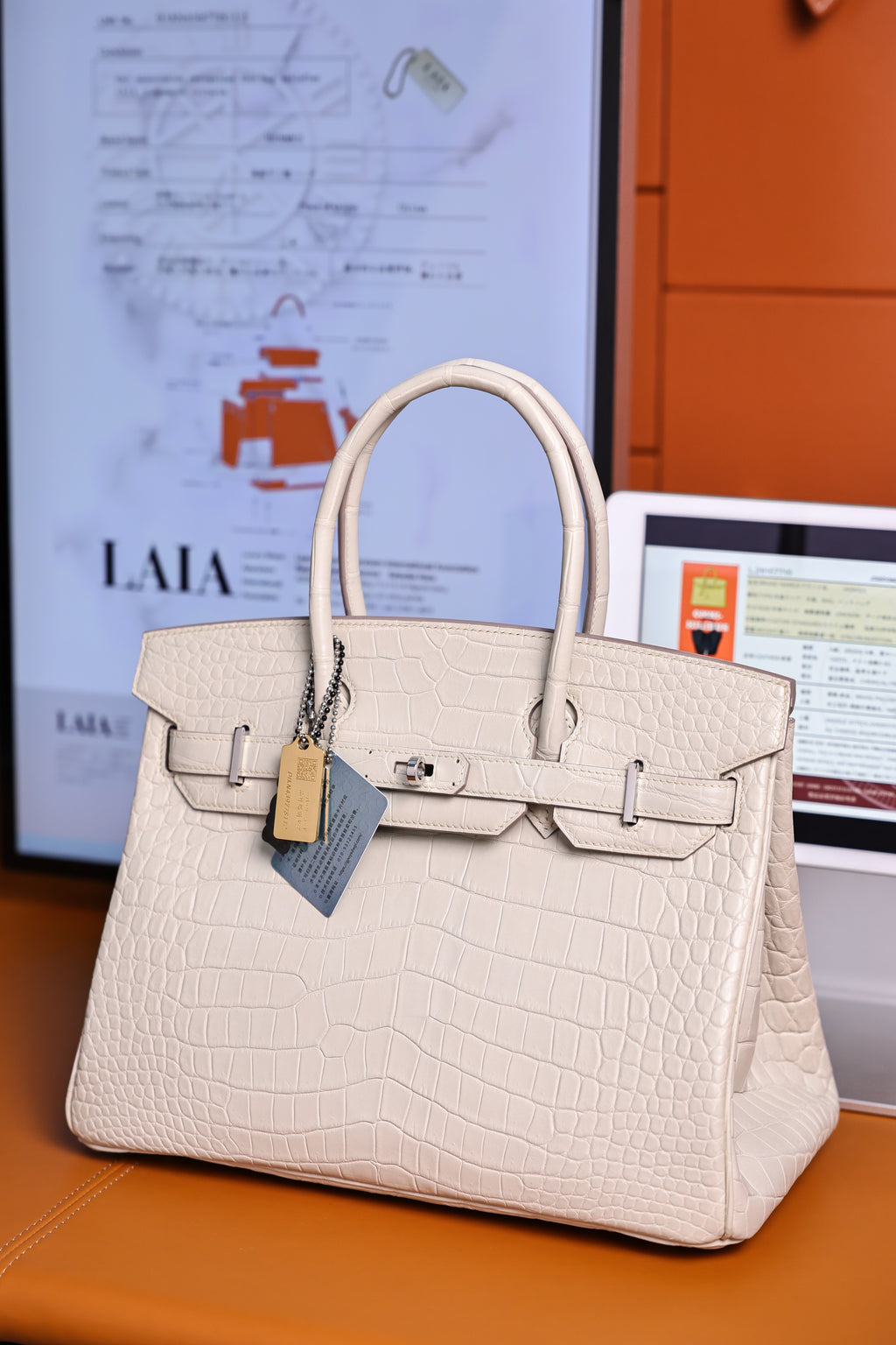 BK-2024 All Handmade Golden / Sliver Hardware Blanc  Matte Nile crocodile leather