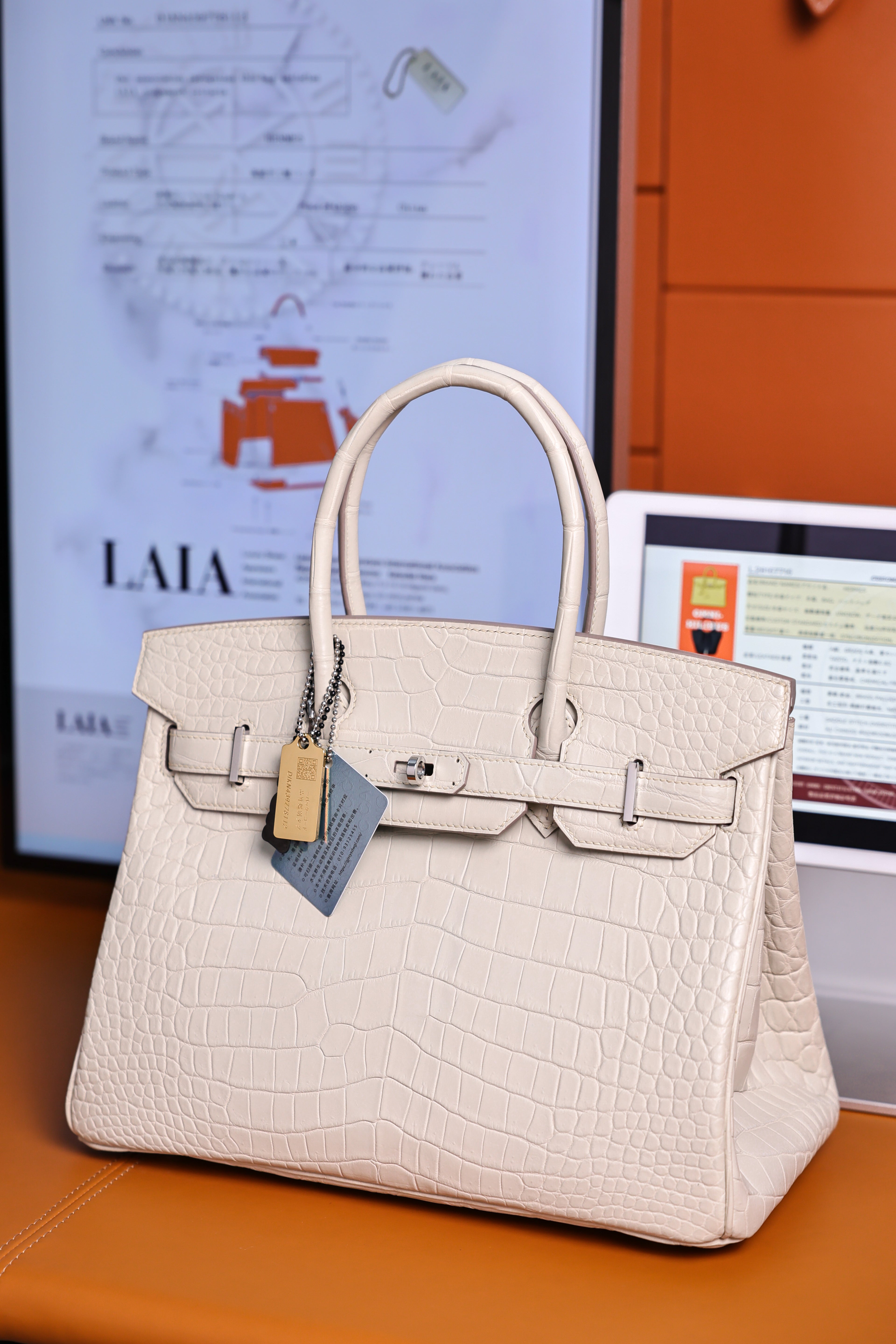 BK-2024 All Handmade Golden / Sliver Hardware Blanc  Matte Nile crocodile leather