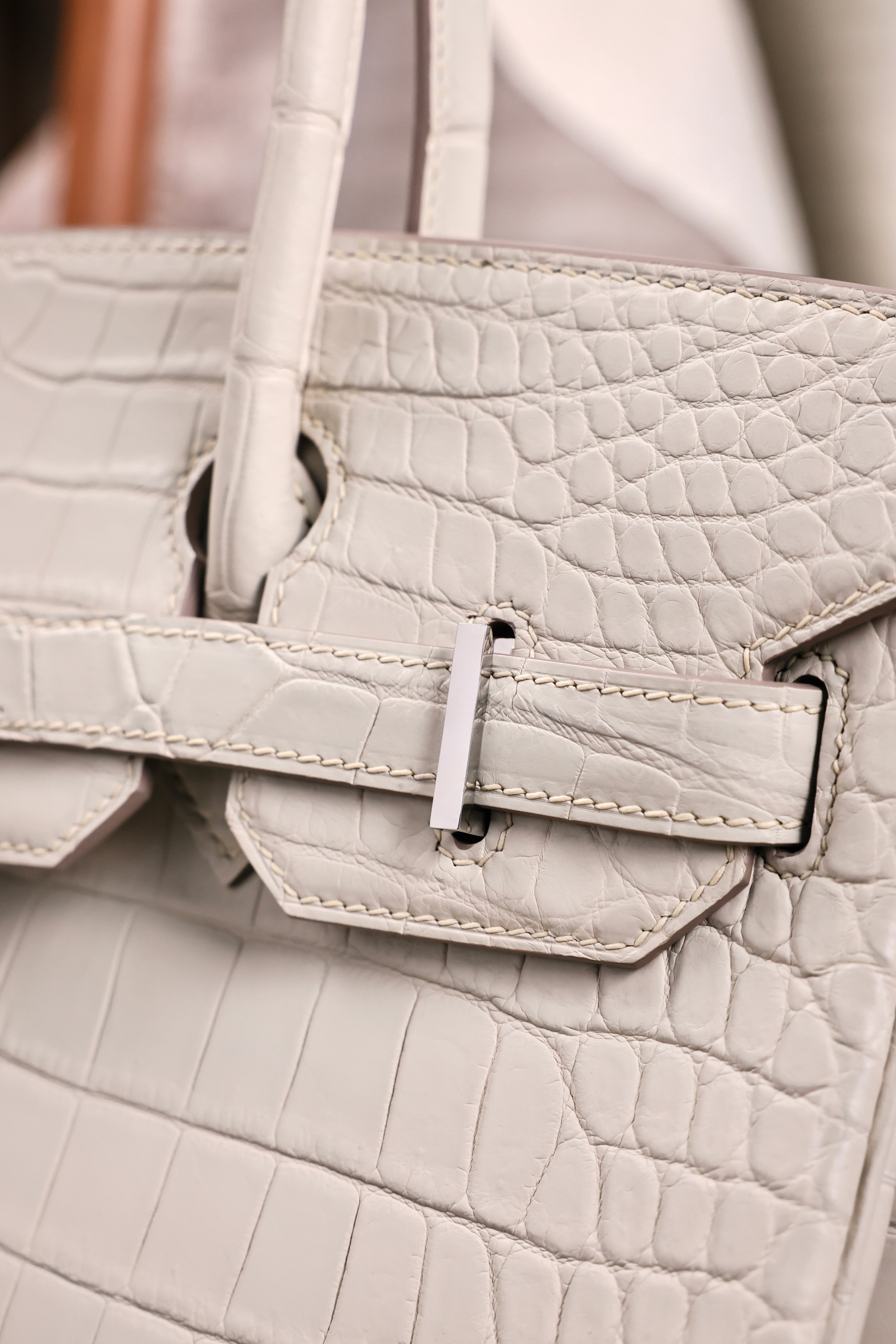 BK-2024 All Handmade Golden / Sliver Hardware Blanc  Matte Nile crocodile leather